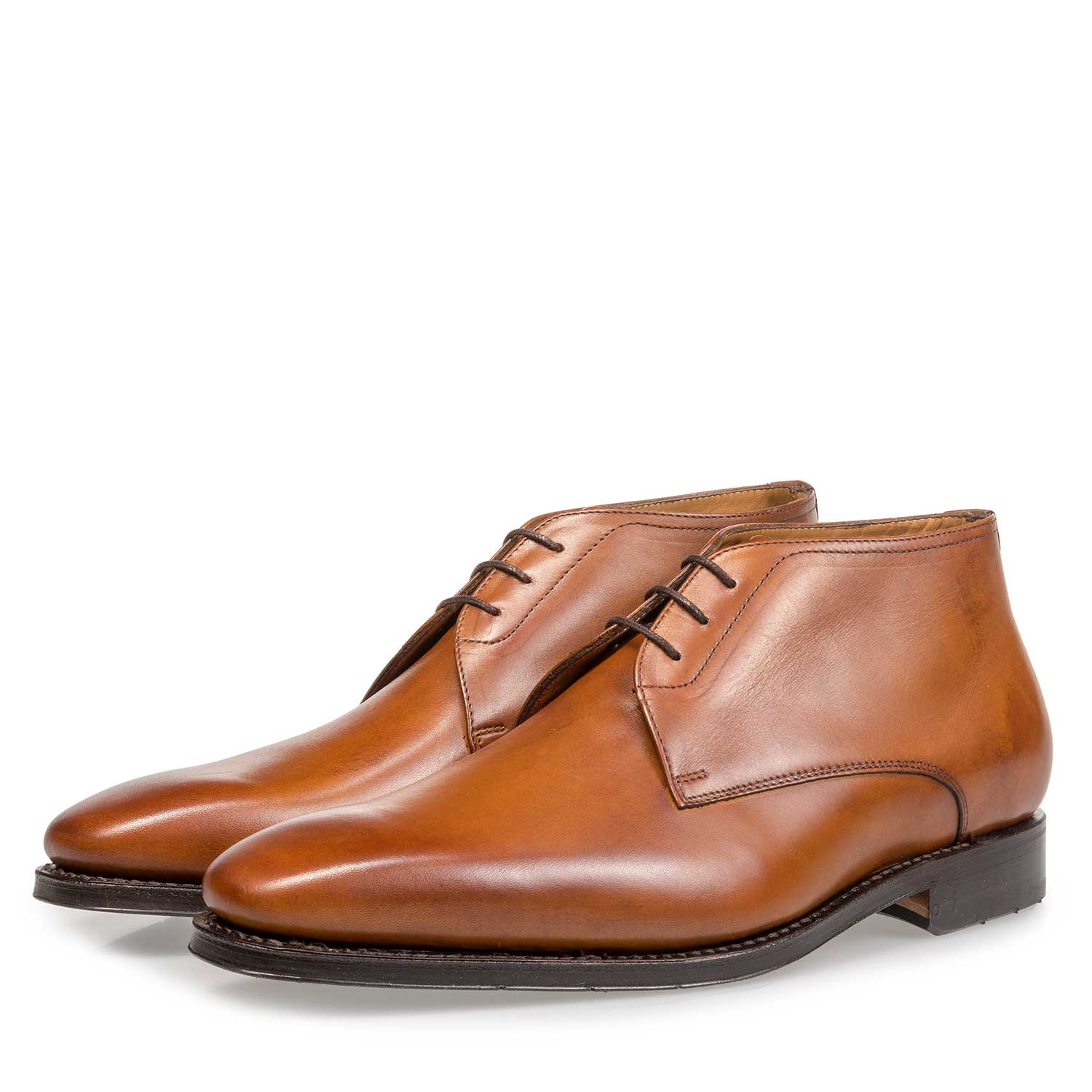 10650/01 - Leren halfhoge veterboot cognac 10650/01 - Leren halfhoge veterboot cognac