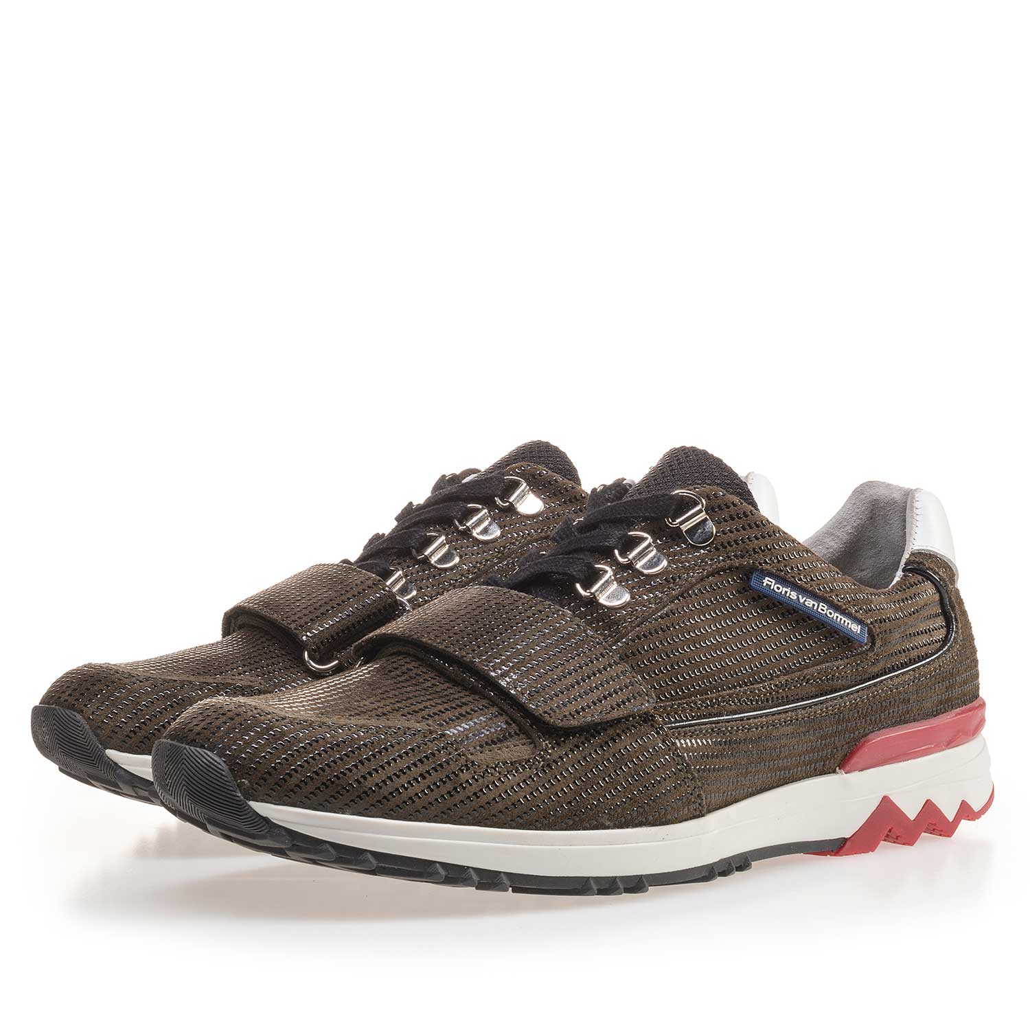16221/00 - Premium olive green printed suede leather sneaker 16221/00 - Premium olive green printed suede leather sneaker