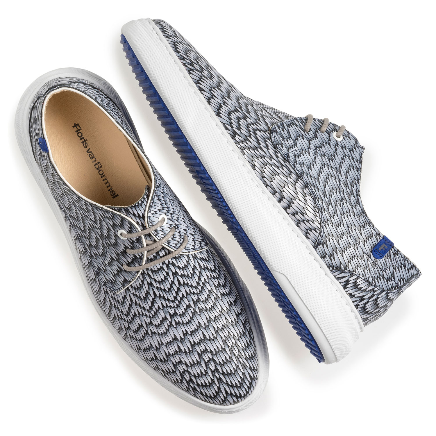 18400/10 - Grey leather lace shoe with print 18400/10 - Grey leather lace shoe with print