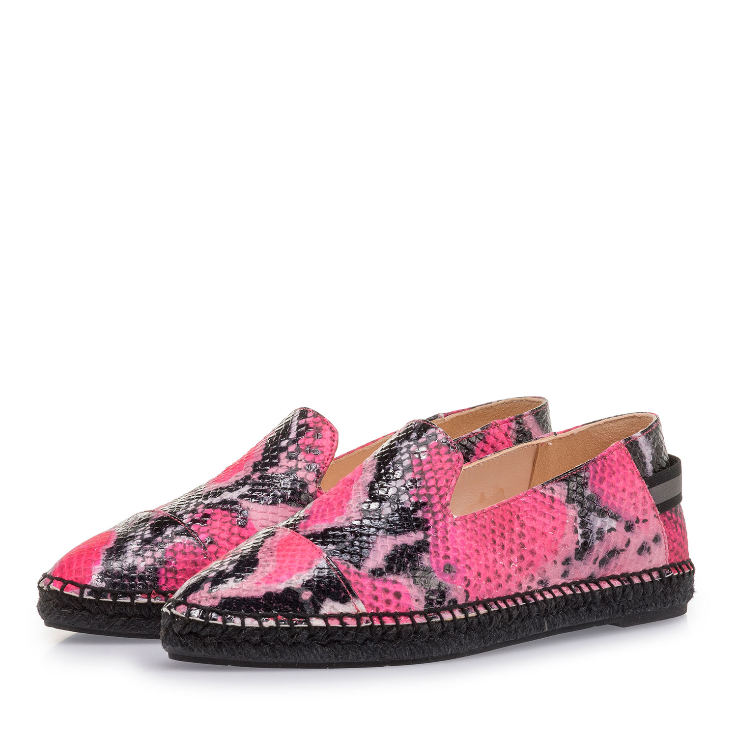 85420/04 - Fluor roze espadrille met snakeprint 85420/04 - Fluor roze espadrille met snakeprint