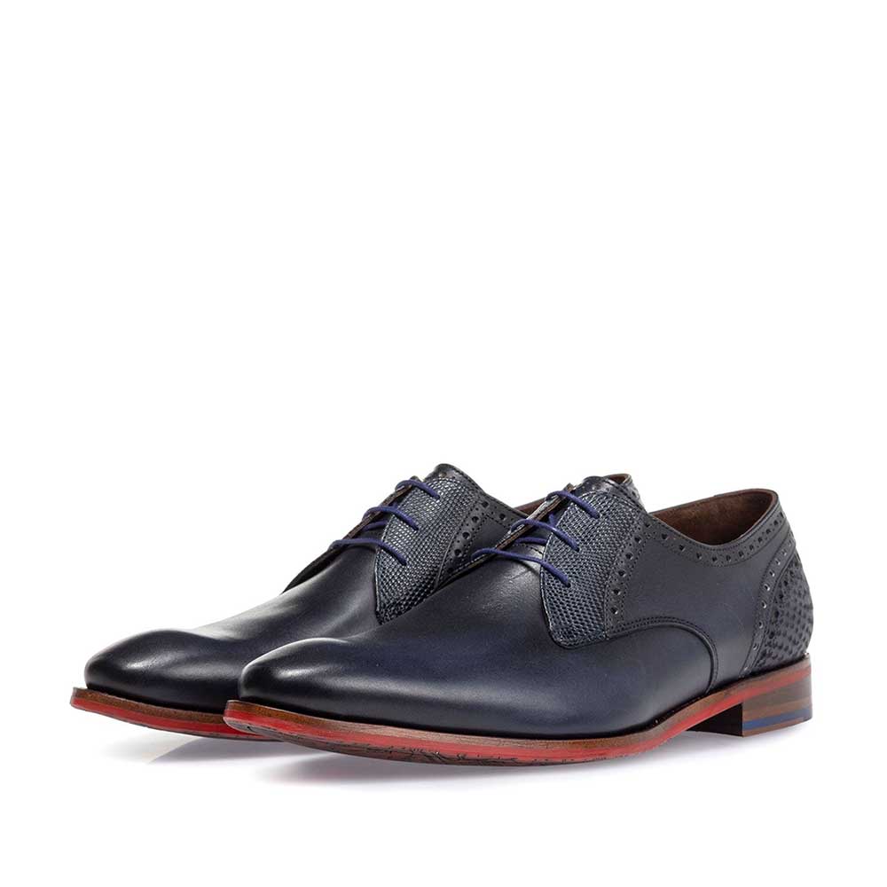 18107/40 - Veterschoen kalfsleer blauw 18107/40 - Veterschoen kalfsleer blauw