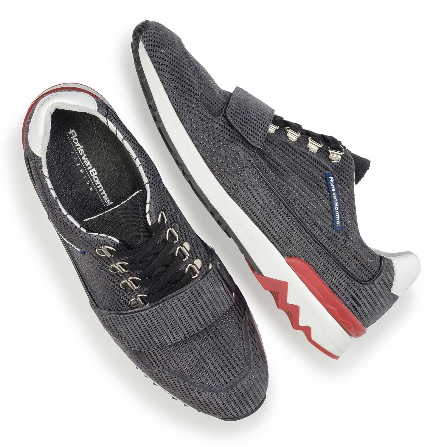 16221/02 - Premium dark grey suede leather sneaker with velcro fastening 16221/02 - Premium dark grey suede leather sneaker with velcro fastening