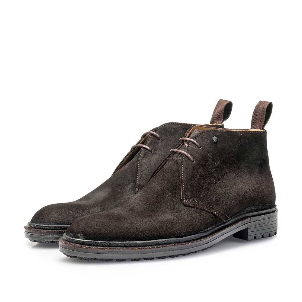 10354/00 - Donkerbruine suède veterboot 10354/00 - Donkerbruine suède veterboot