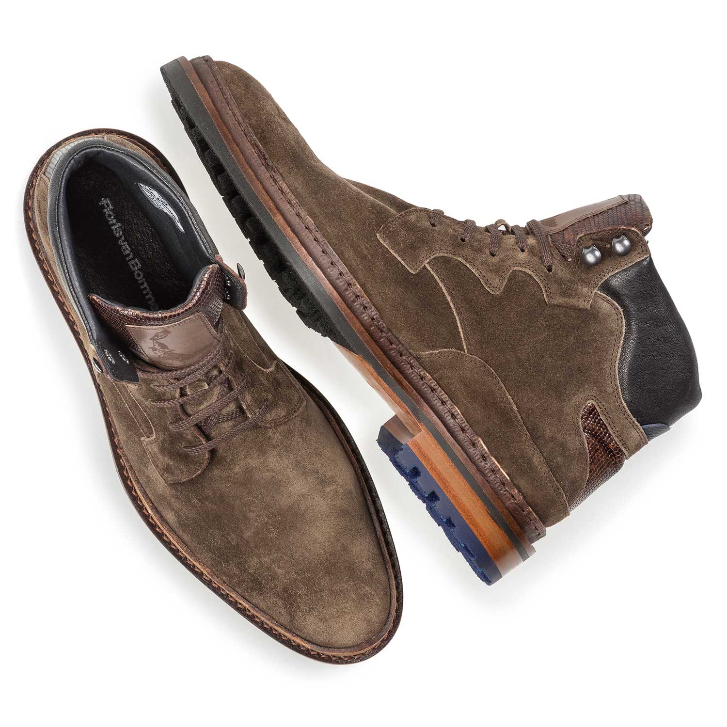 10503/01 - Dark taupe-coloured suede lace boot 10503/01 - Dark taupe-coloured suede lace boot