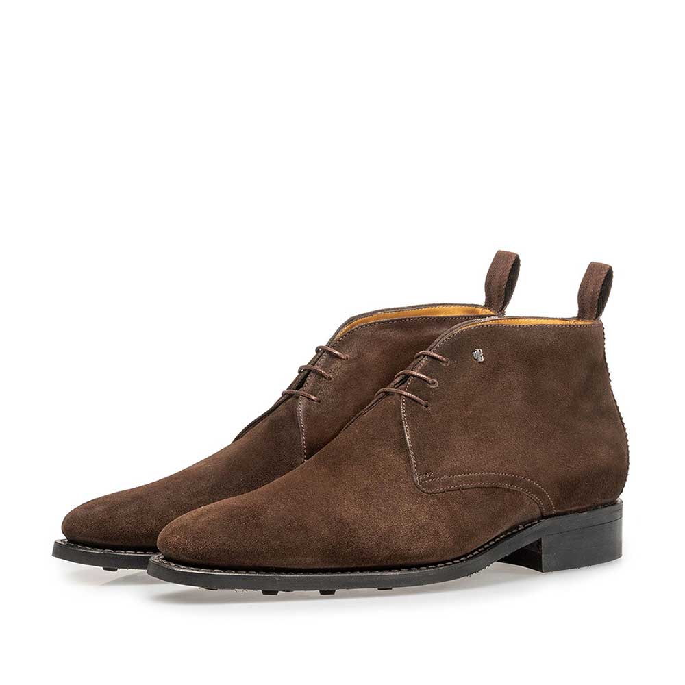 10752/00 - Donkerbruine suède veterboot 10752/00 - Donkerbruine suède veterboot