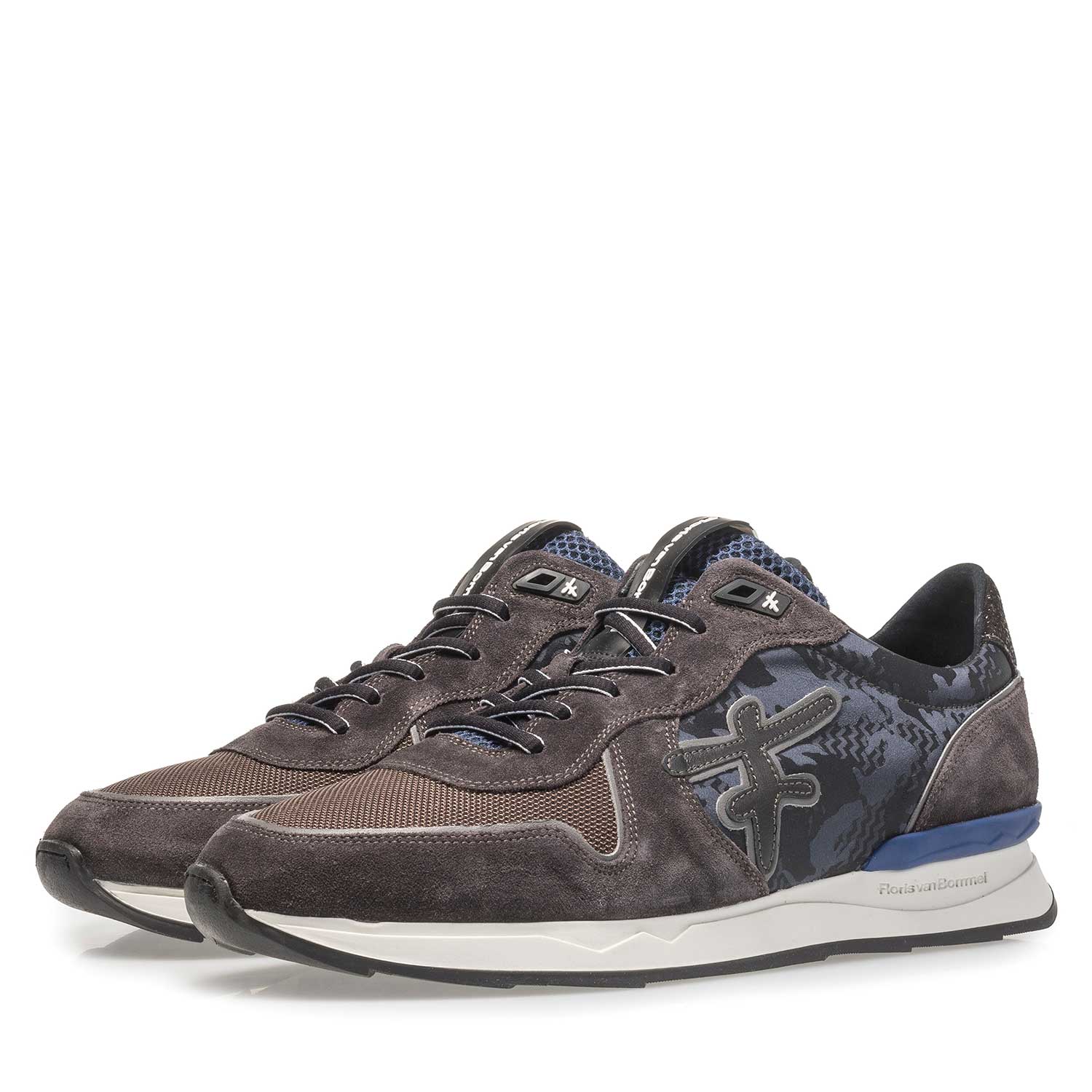 16246/22 - Dark grey printed suede leather sneaker 16246/22 - Dark grey printed suede leather sneaker
