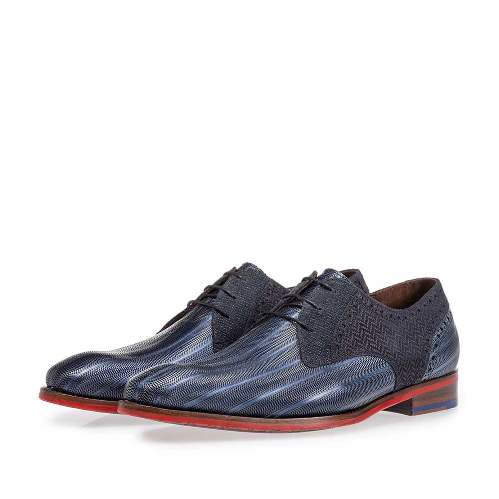 18107/19 - Veterschoen metallic blauw 18107/19 - Veterschoen metallic blauw