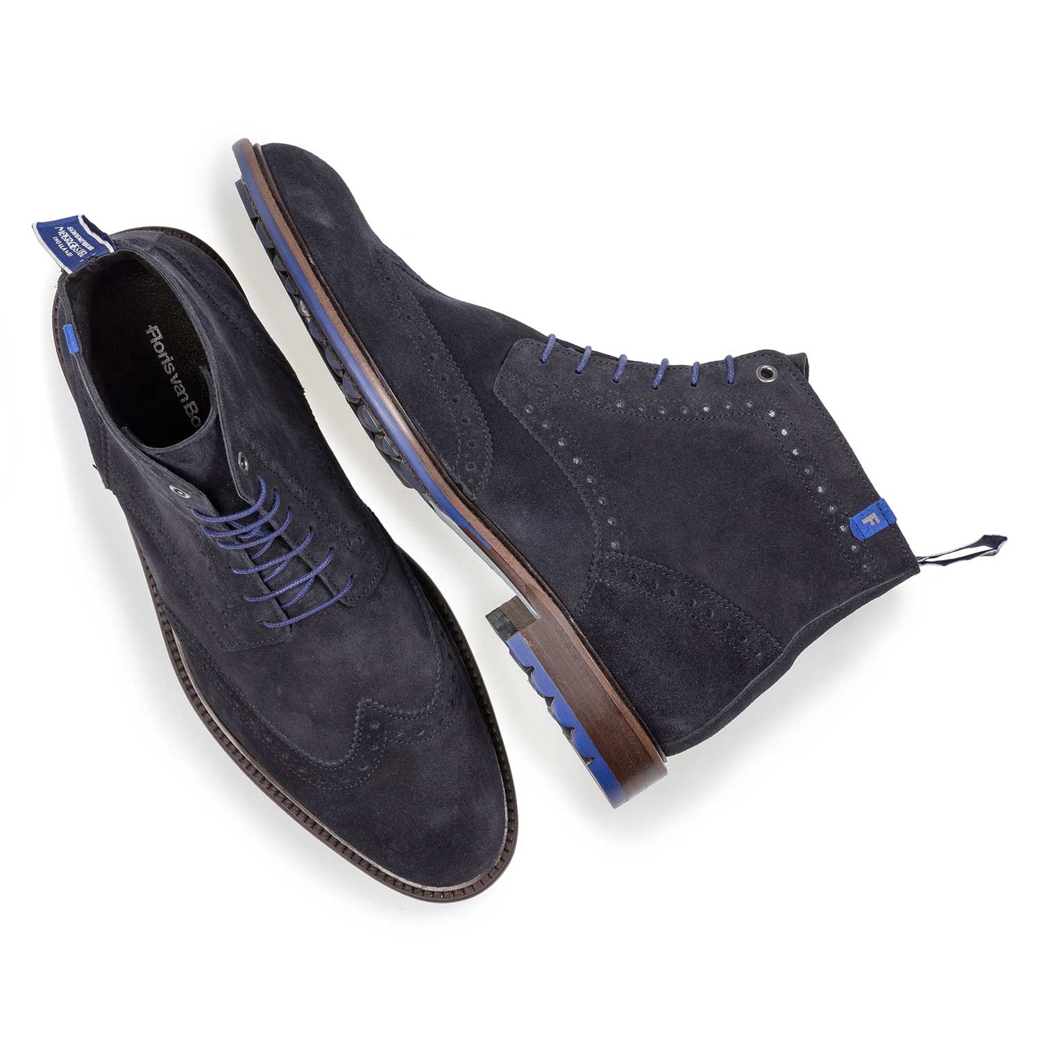 10506/15 - Donkerblauwe kalfssuède veterboot 10506/15 - Donkerblauwe kalfssuède veterboot