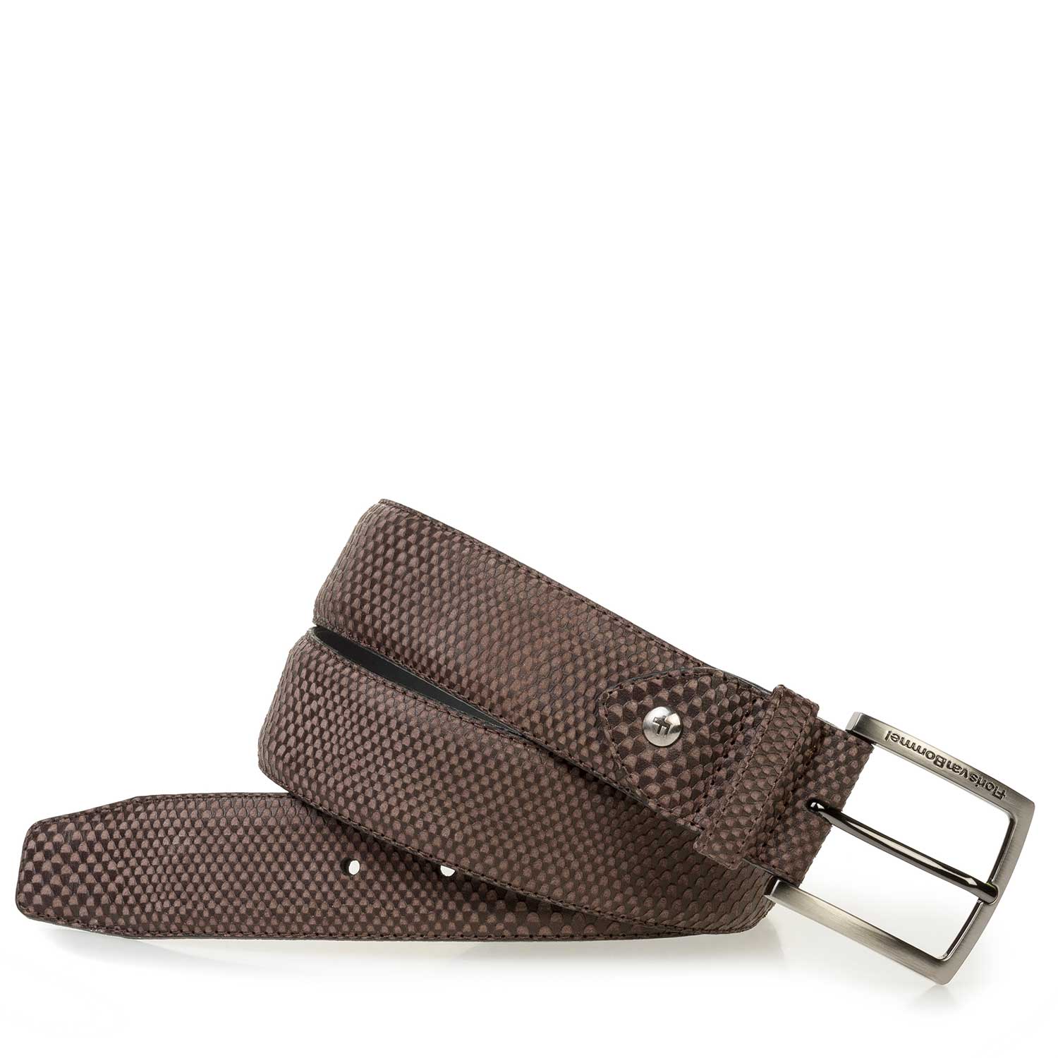 75189/73 - Brown calf suede leather belt with nubuck leather 75189/73 - Brown calf suede leather belt with nubuck leather