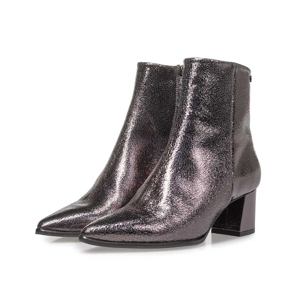 85623/00 - Dark grey leather ankle boots with metallic print 85623/00 - Dark grey leather ankle boots with metallic print