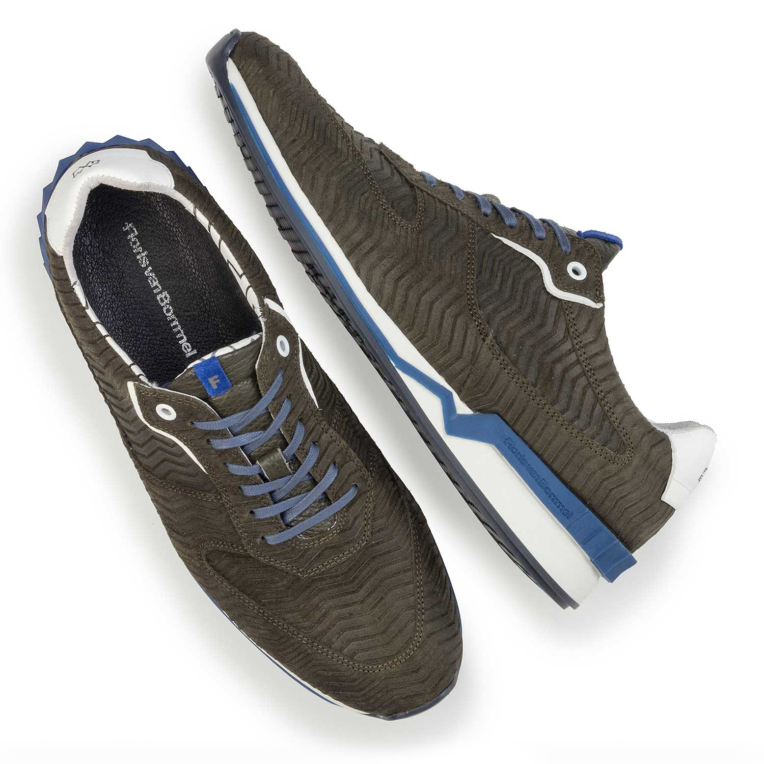 16225/01 - Olive green printed suede leather sneaker 16225/01 - Olive green printed suede leather sneaker