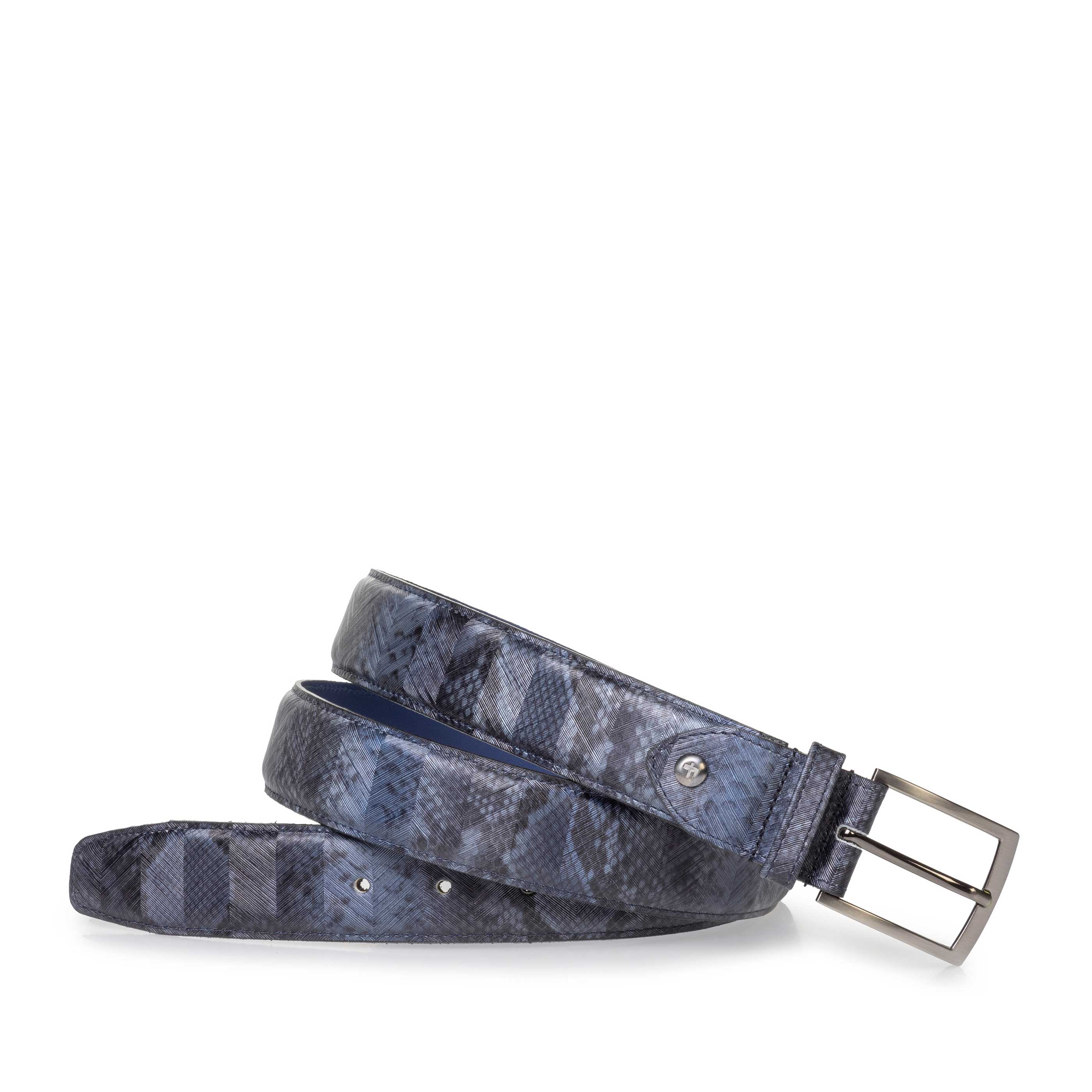 75201/89 - Grijze lakleren riem met snakeprint 75201/89 - Grijze lakleren riem met snakeprint