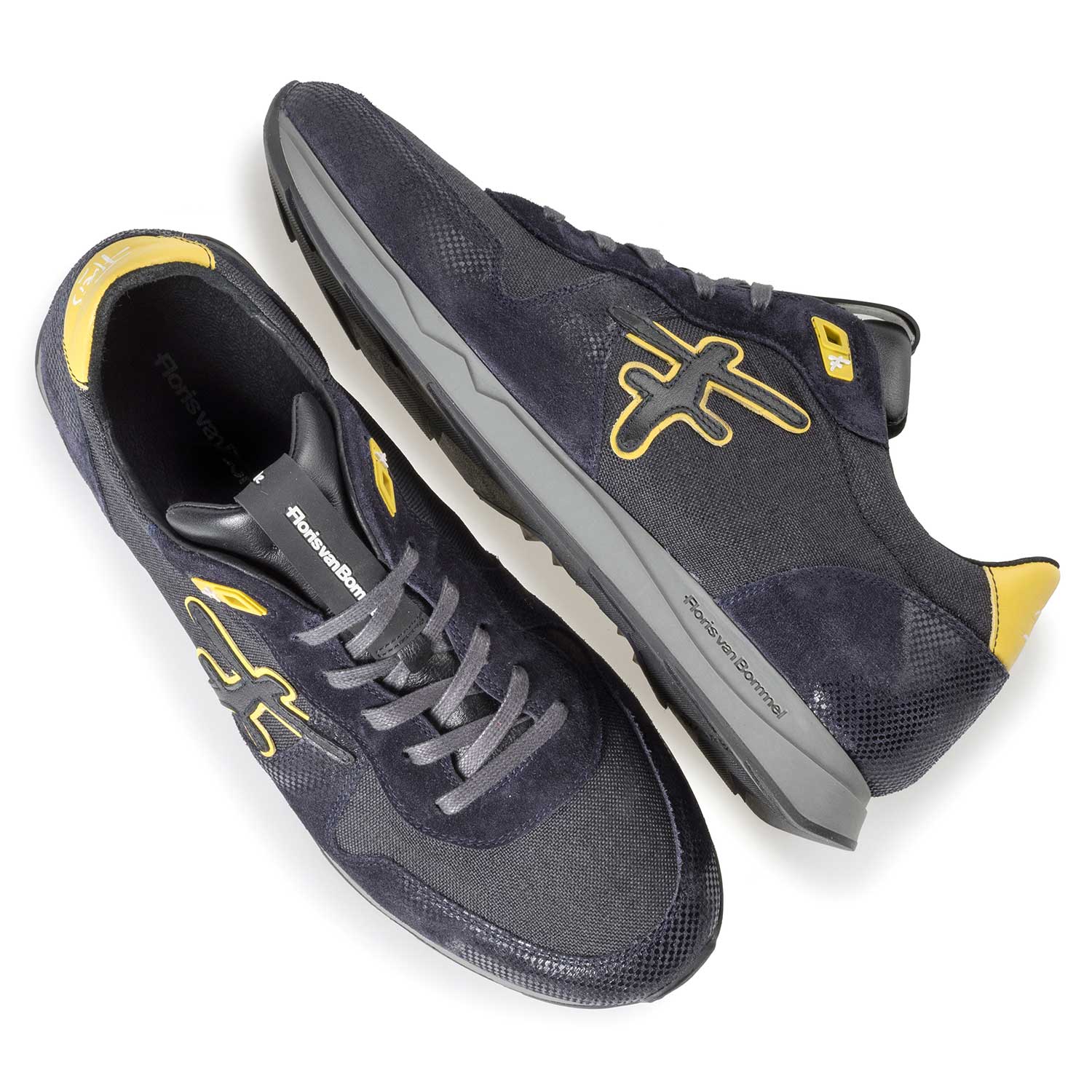 16226/01 - Blauw/ grijze sneaker met gele details 16226/01 - Blauw/ grijze sneaker met gele details