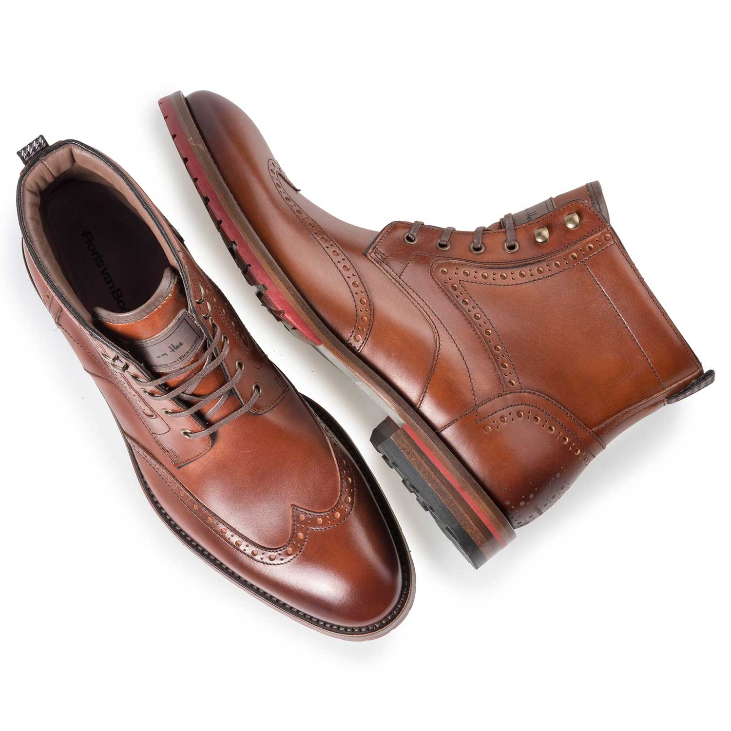 10295/03 - Cognac leren brogue veterboot 10295/03 - Cognac leren brogue veterboot