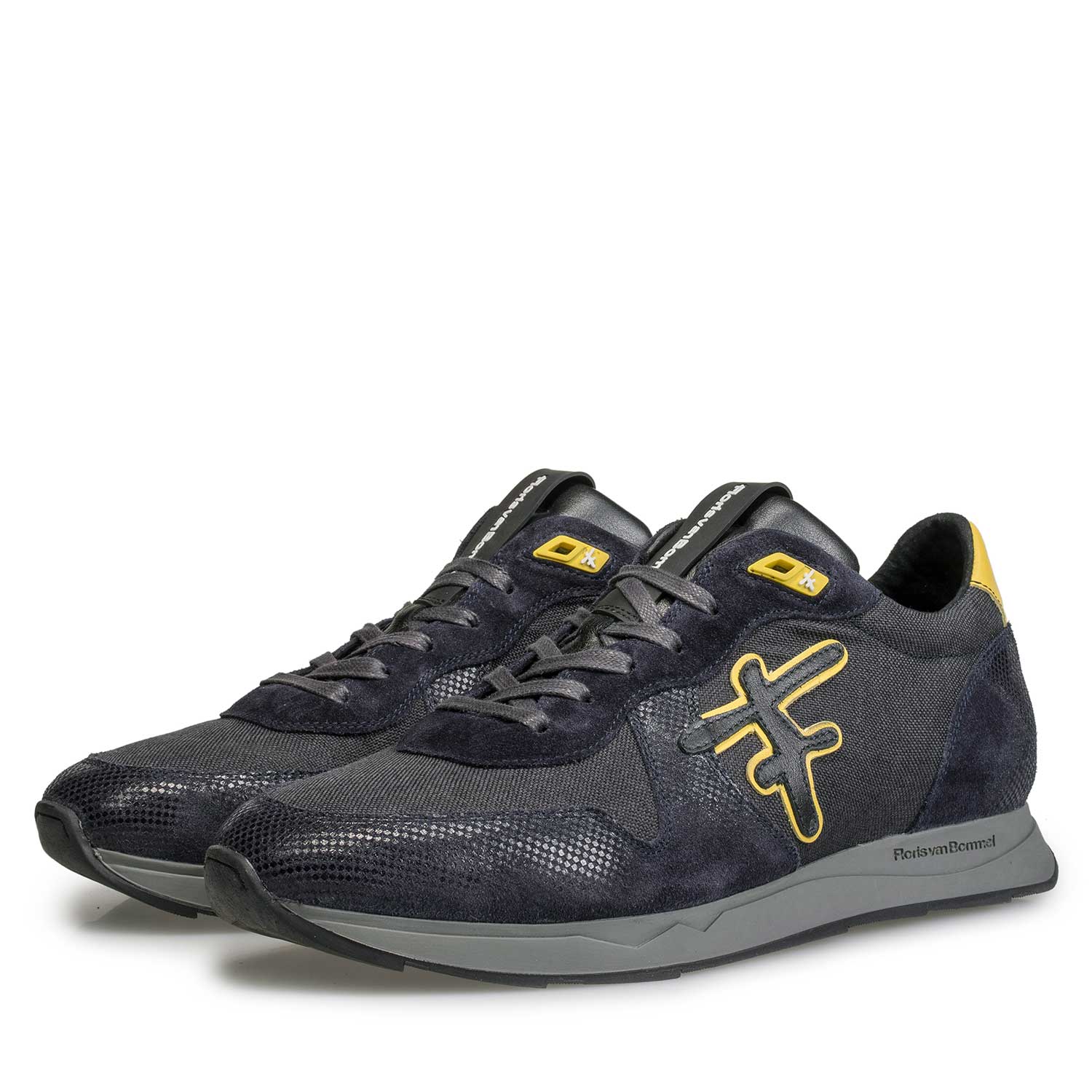 16226/01 - Blauw/ grijze sneaker met gele details 16226/01 - Blauw/ grijze sneaker met gele details