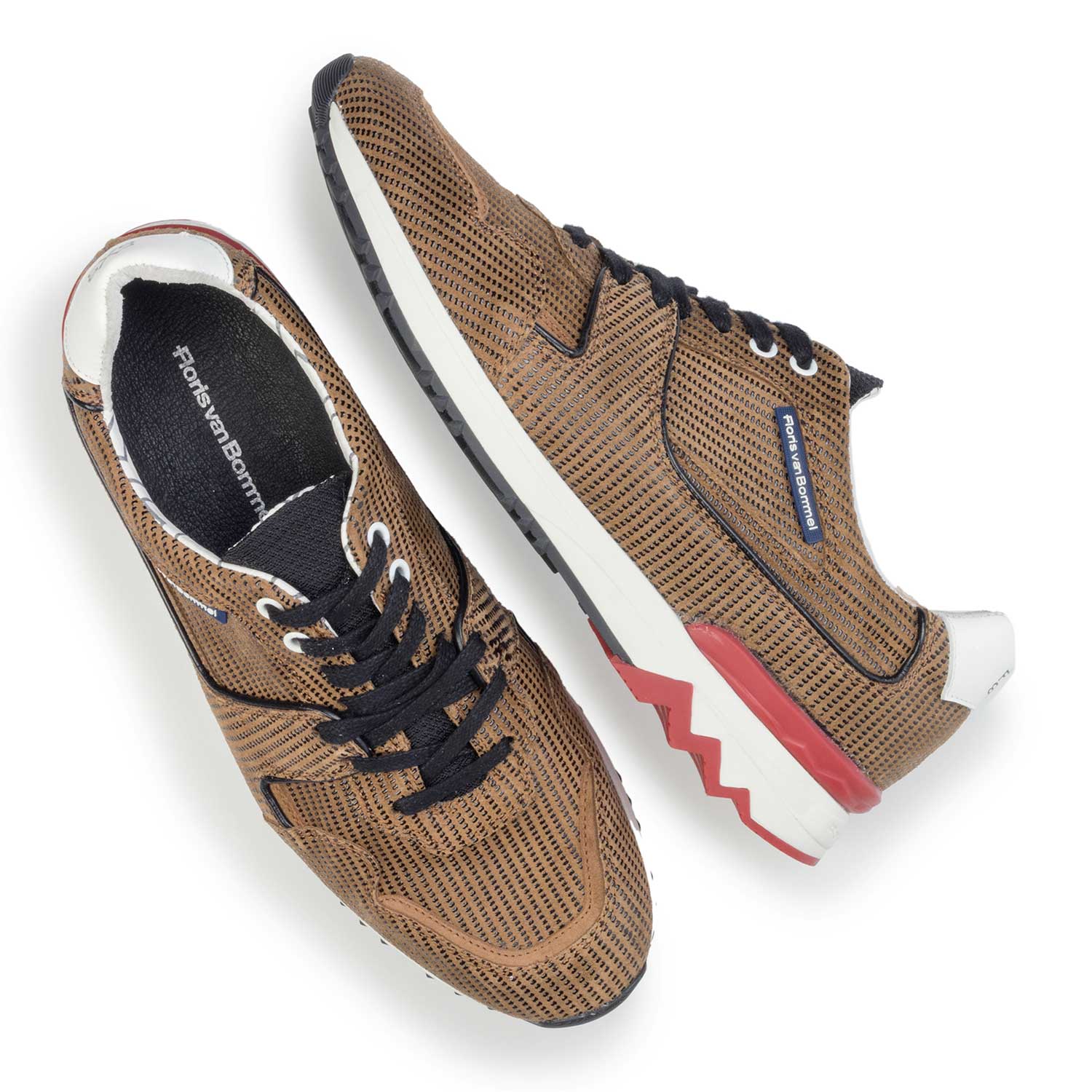 16220/03 - Brown, patterned suede leather sneaker 16220/03 - Brown, patterned suede leather sneaker