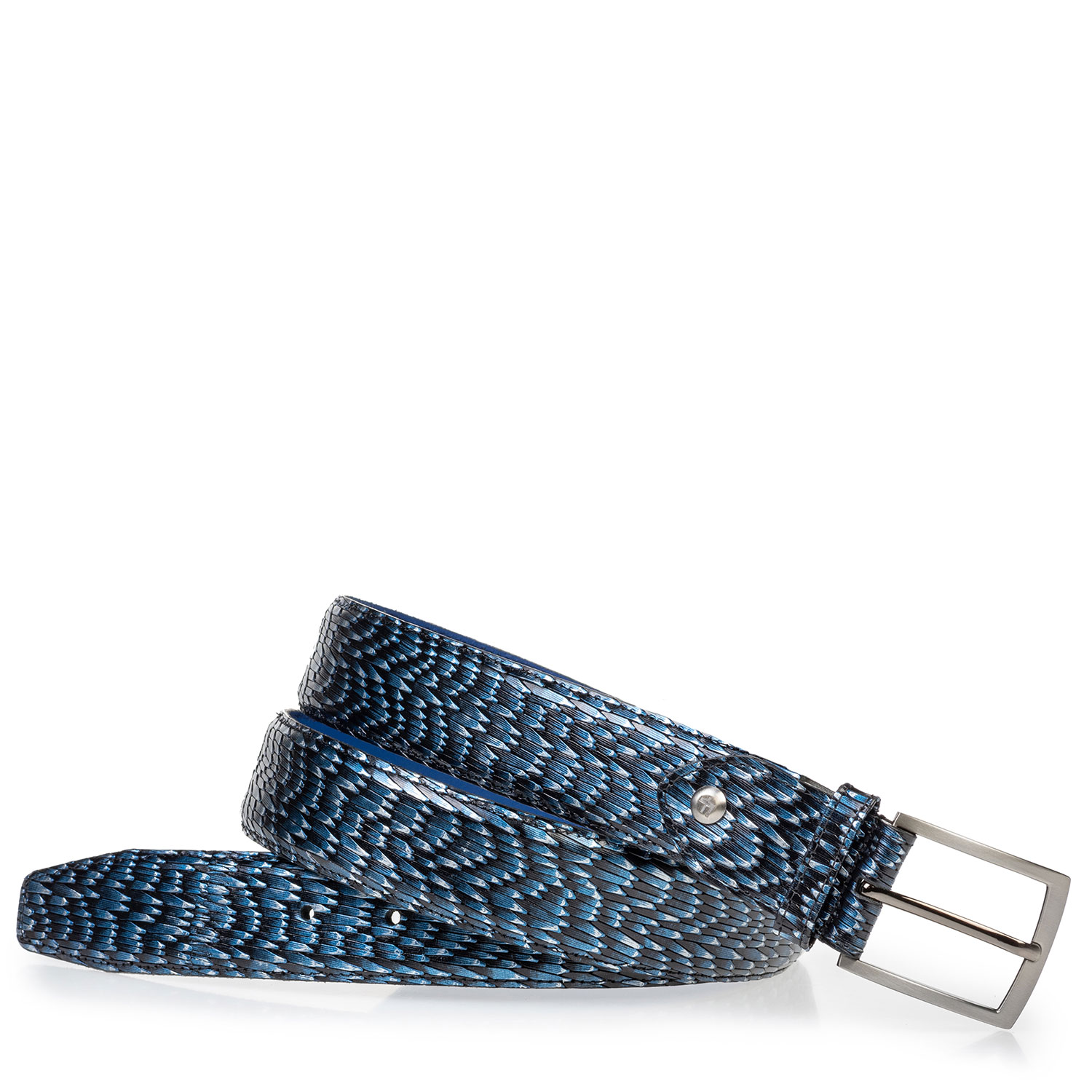 75203/12 - Leren riem metallic blauw 75203/12 - Leren riem metallic blauw