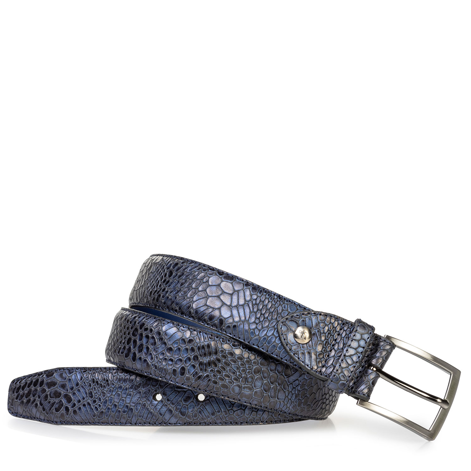 75203/17 - Leren riem metallic blauw 75203/17 - Leren riem metallic blauw