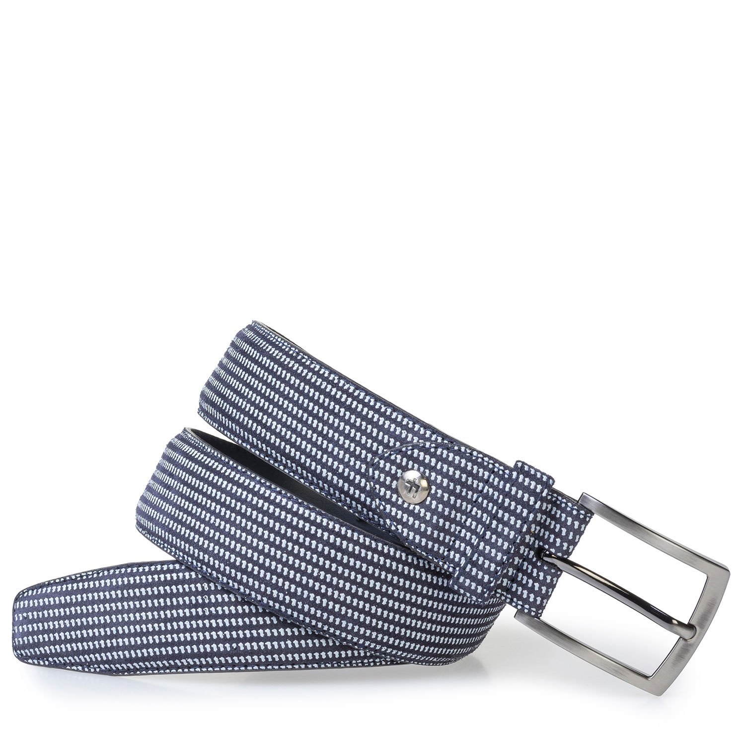 75201/78 - Blue suede leather belt with white print 75201/78 - Blue suede leather belt with white print