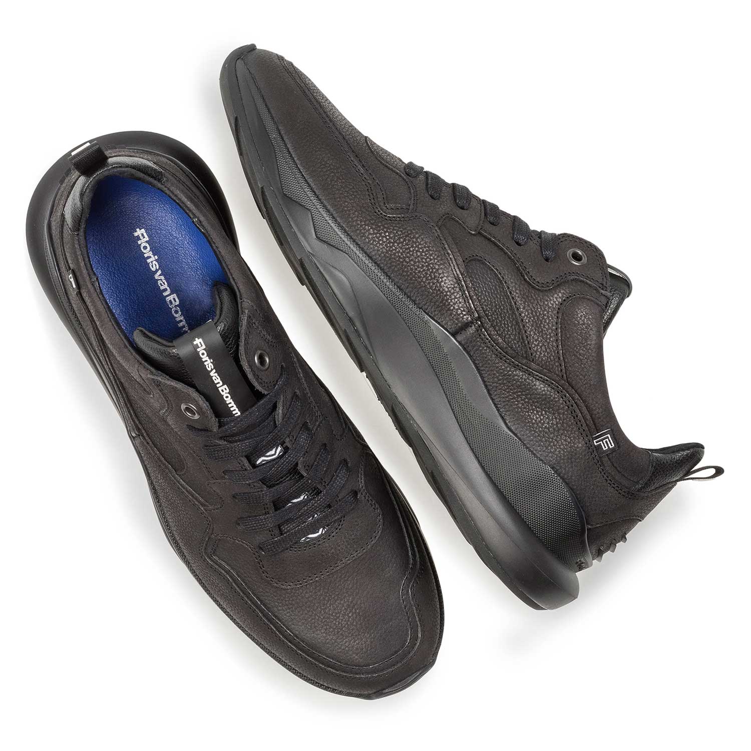 16269/02 - Zwarte nubuckleren sneaker met lichte structuur 16269/02 - Zwarte nubuckleren sneaker met lichte structuur