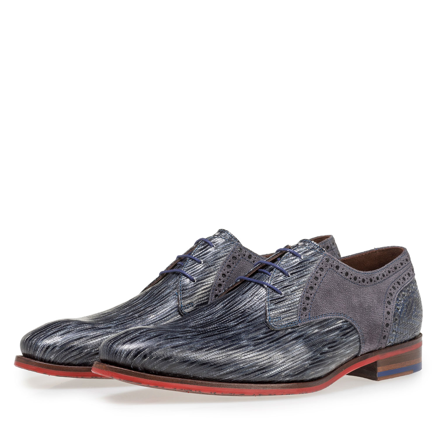 18107/08 - Grijs/blauwe veterschoen met print 18107/08 - Grijs/blauwe veterschoen met print