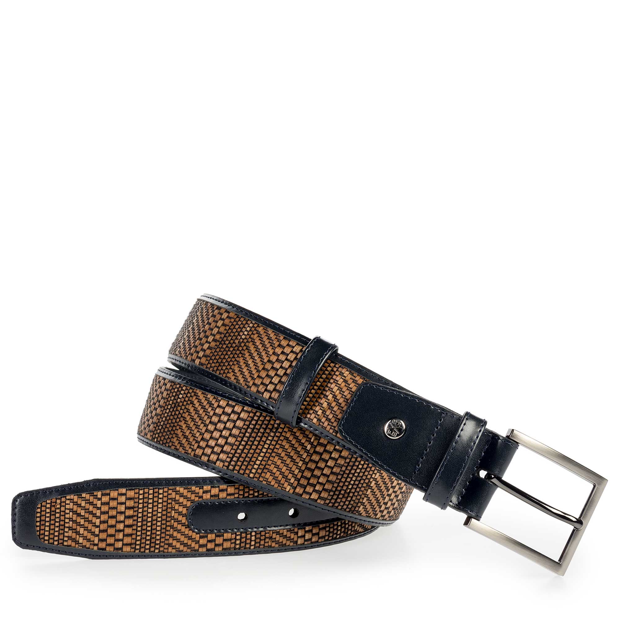 75159/03 - Cognackleurige riem van gevlochten leer 75159/03 - Cognackleurige riem van gevlochten leer