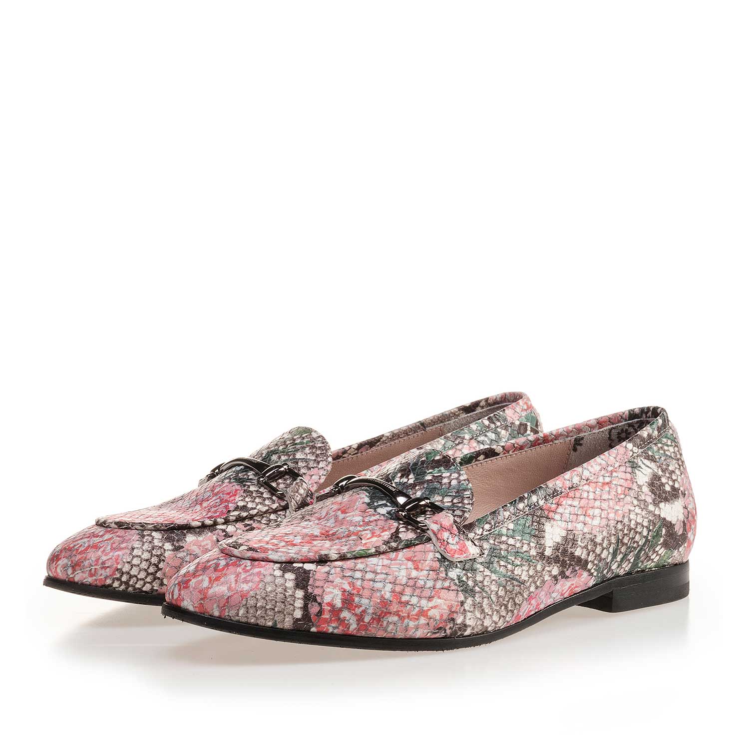 85231/03 - Multi-coloured leather loafer with printed motif 85231/03 - Multi-coloured leather loafer with printed motif