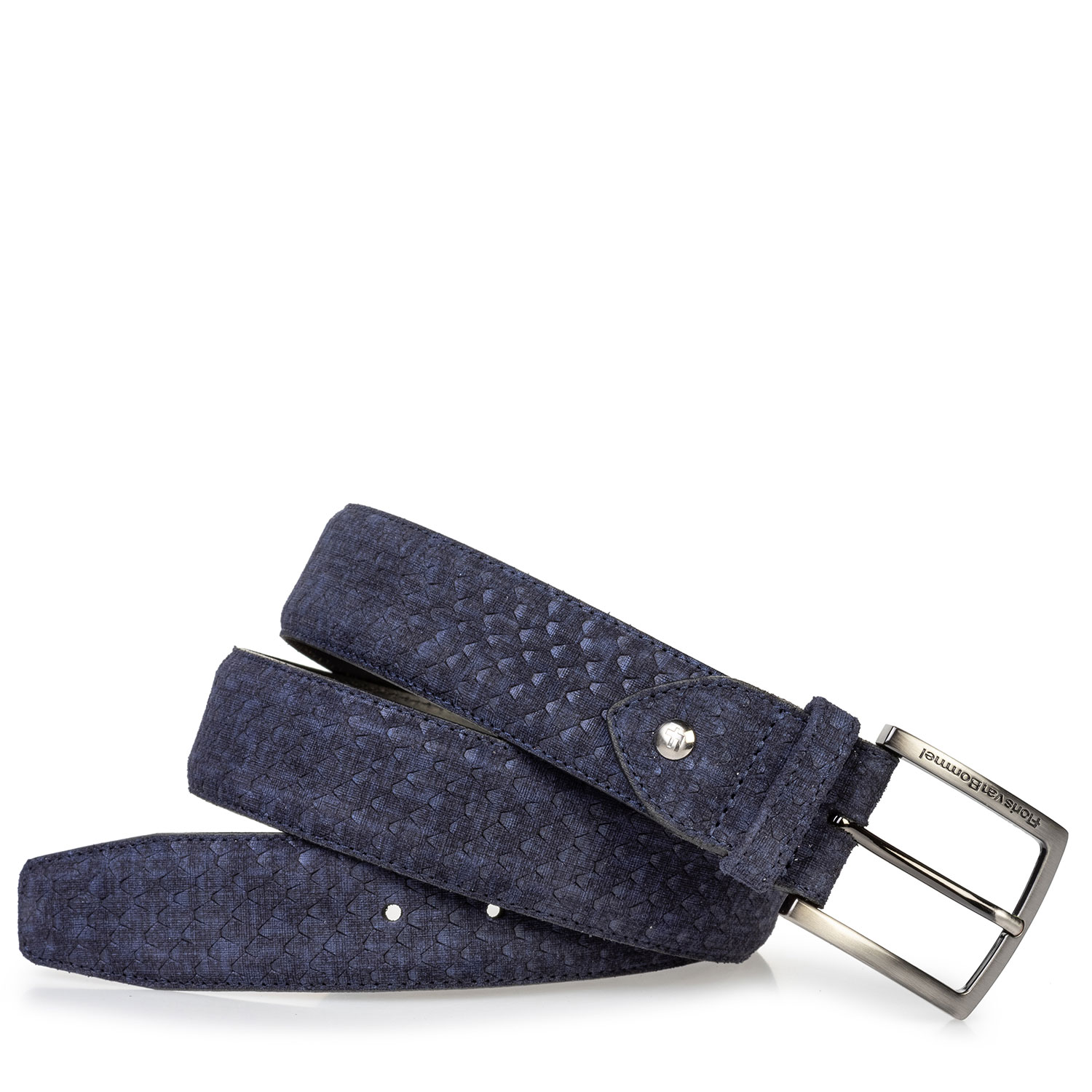 75204/06 - Suede leather belt blue with print 75204/06 - Suede leather belt blue with print