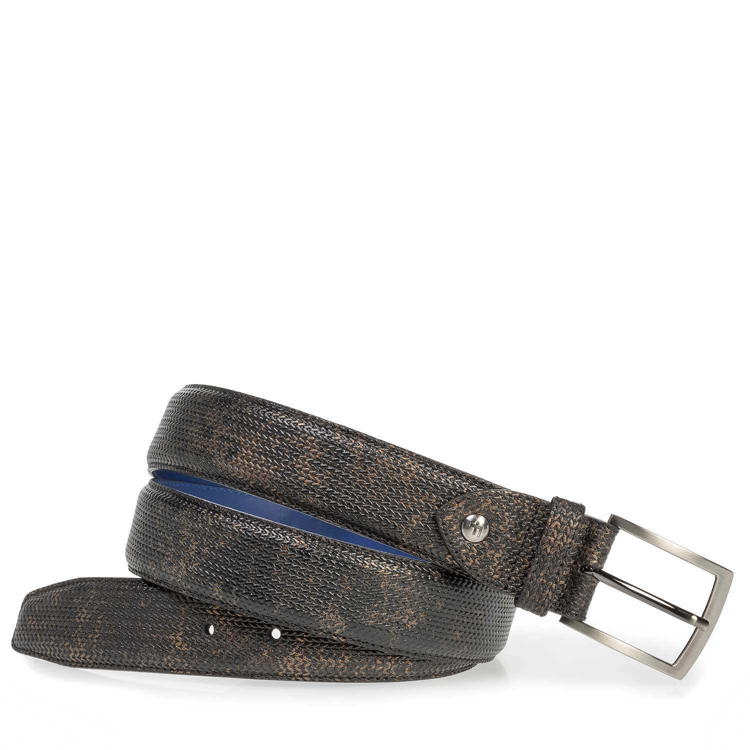 75201/29 - Leren riem met metallicprint brons 75201/29 - Leren riem met metallicprint brons