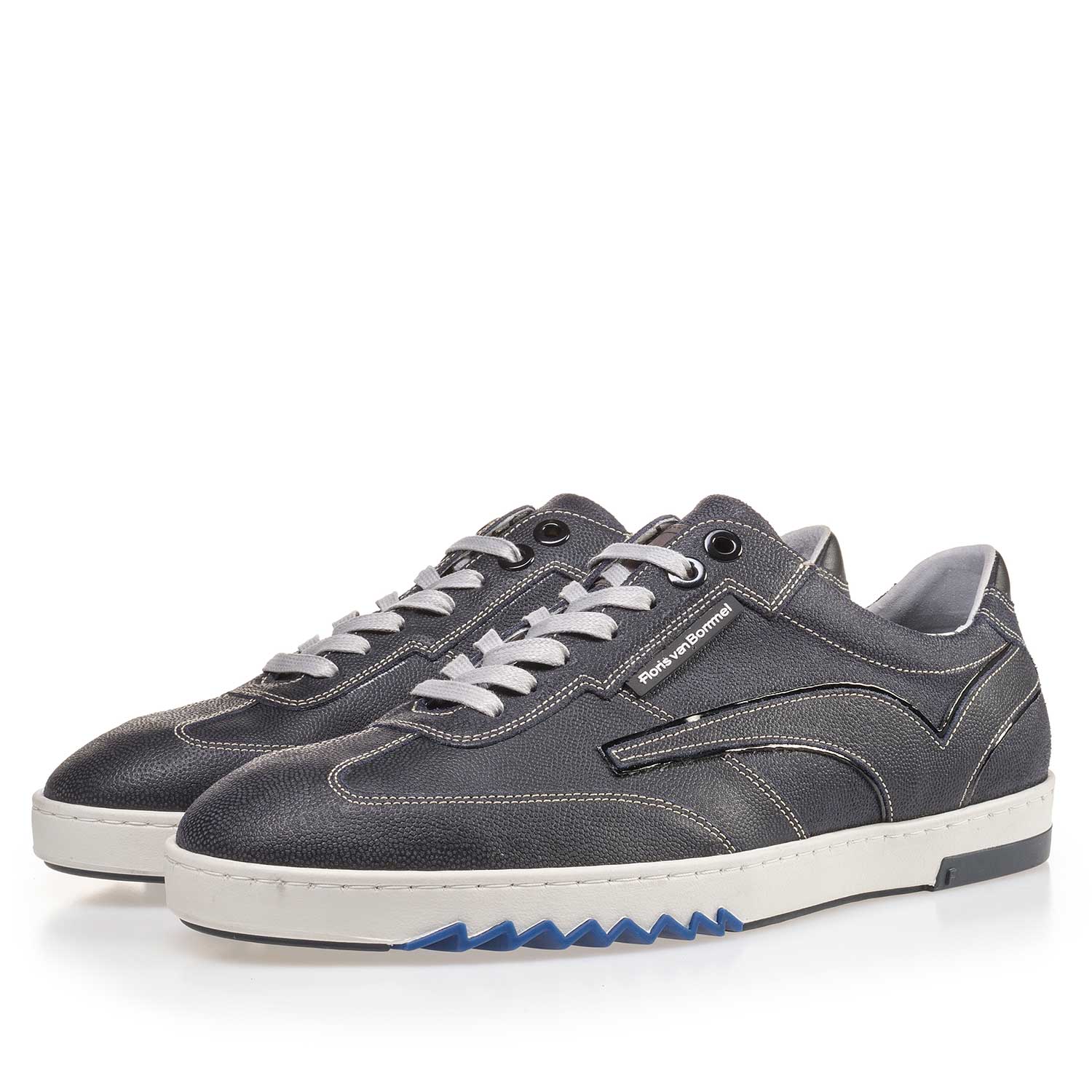 16074/27 - Dark blue patterned suede leather sneaker 16074/27 - Dark blue patterned suede leather sneaker