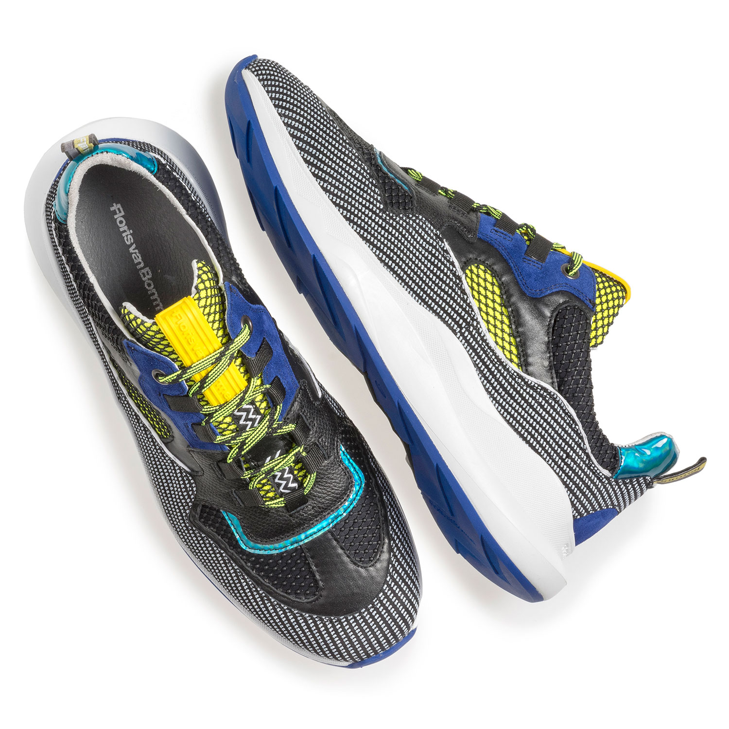16268/00 - Premium suède sneaker blauw/geel 16268/00 - Premium suède sneaker blauw/geel