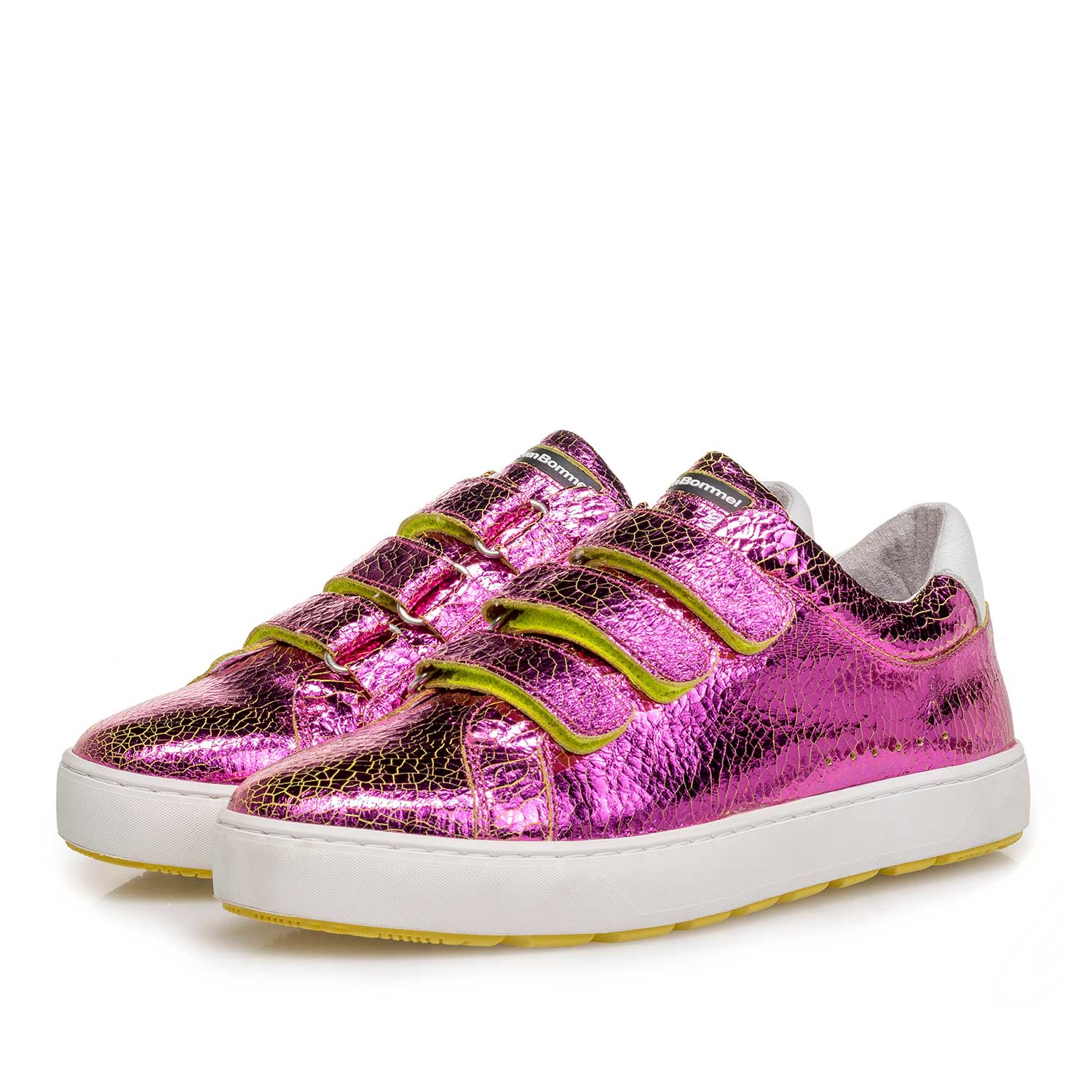 85273/18 - Roze metallic leren sneaker met craquelé effect 85273/18 - Roze metallic leren sneaker met craquelé effect