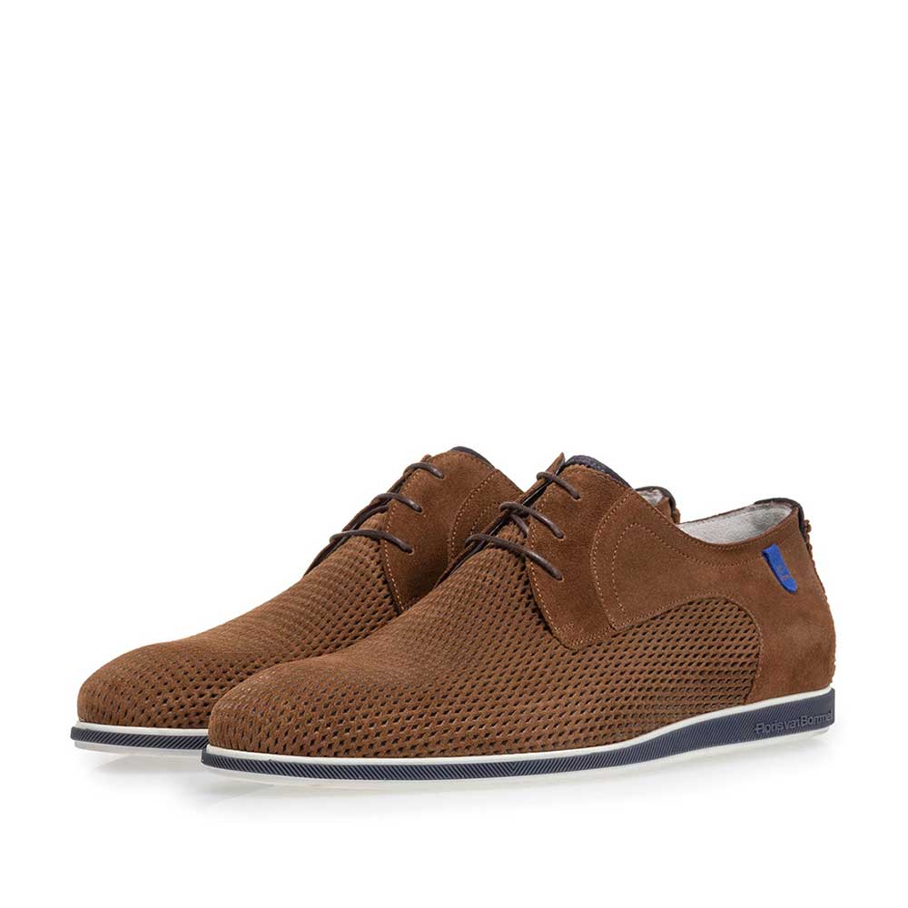 18402/06 - Veterschoen cognac suède 18402/06 - Veterschoen cognac suède
