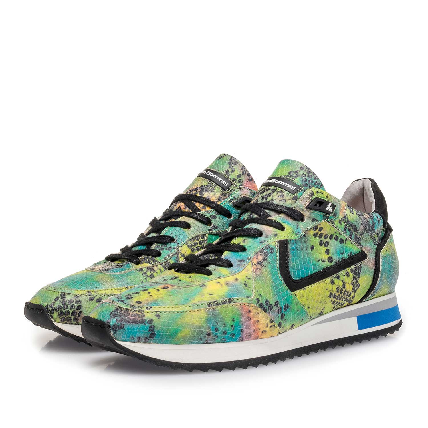 85260/16 - Groene leren sneaker met snakeprint 85260/16 - Groene leren sneaker met snakeprint