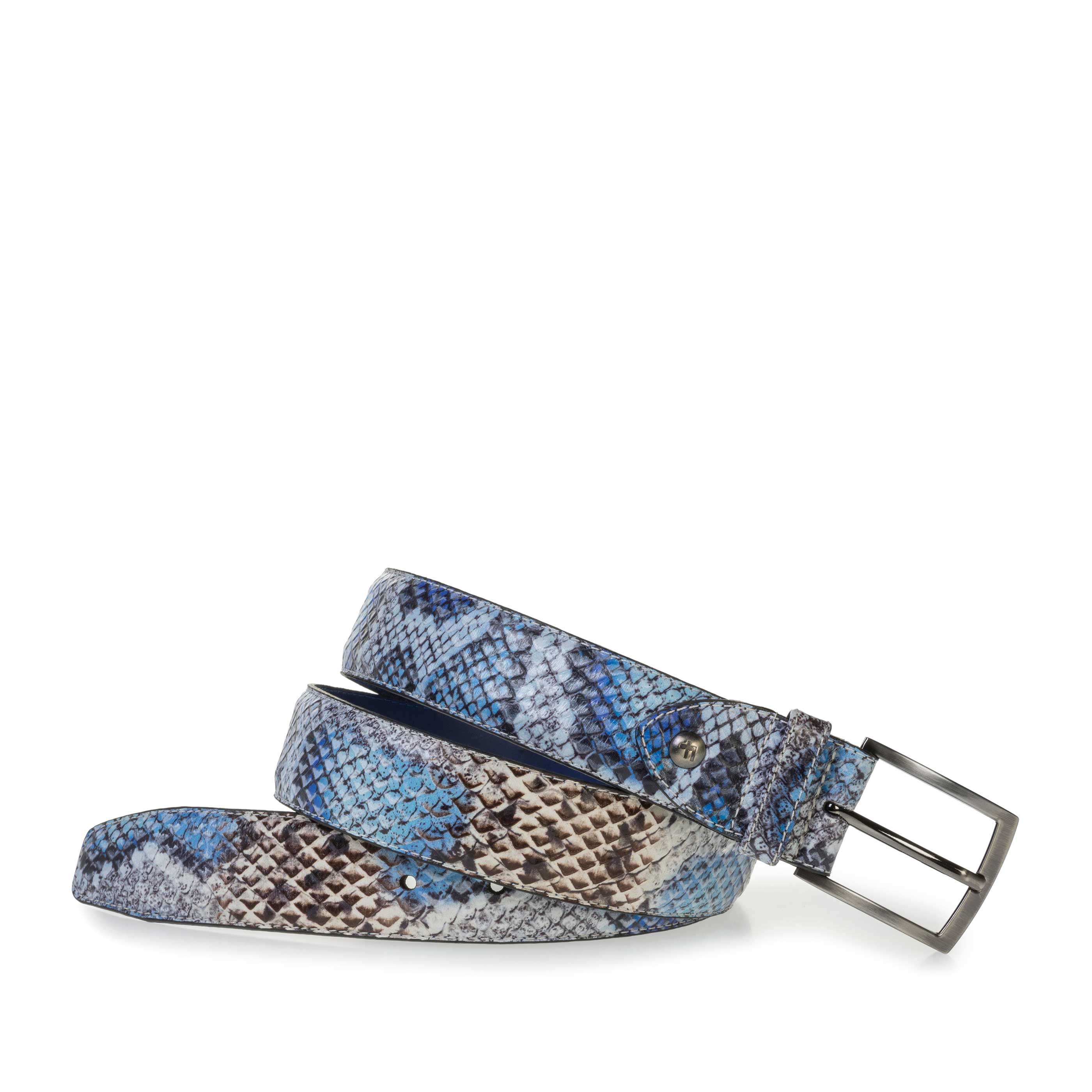 75201/65 - Premium riem met blauwe snakeprint 75201/65 - Premium riem met blauwe snakeprint