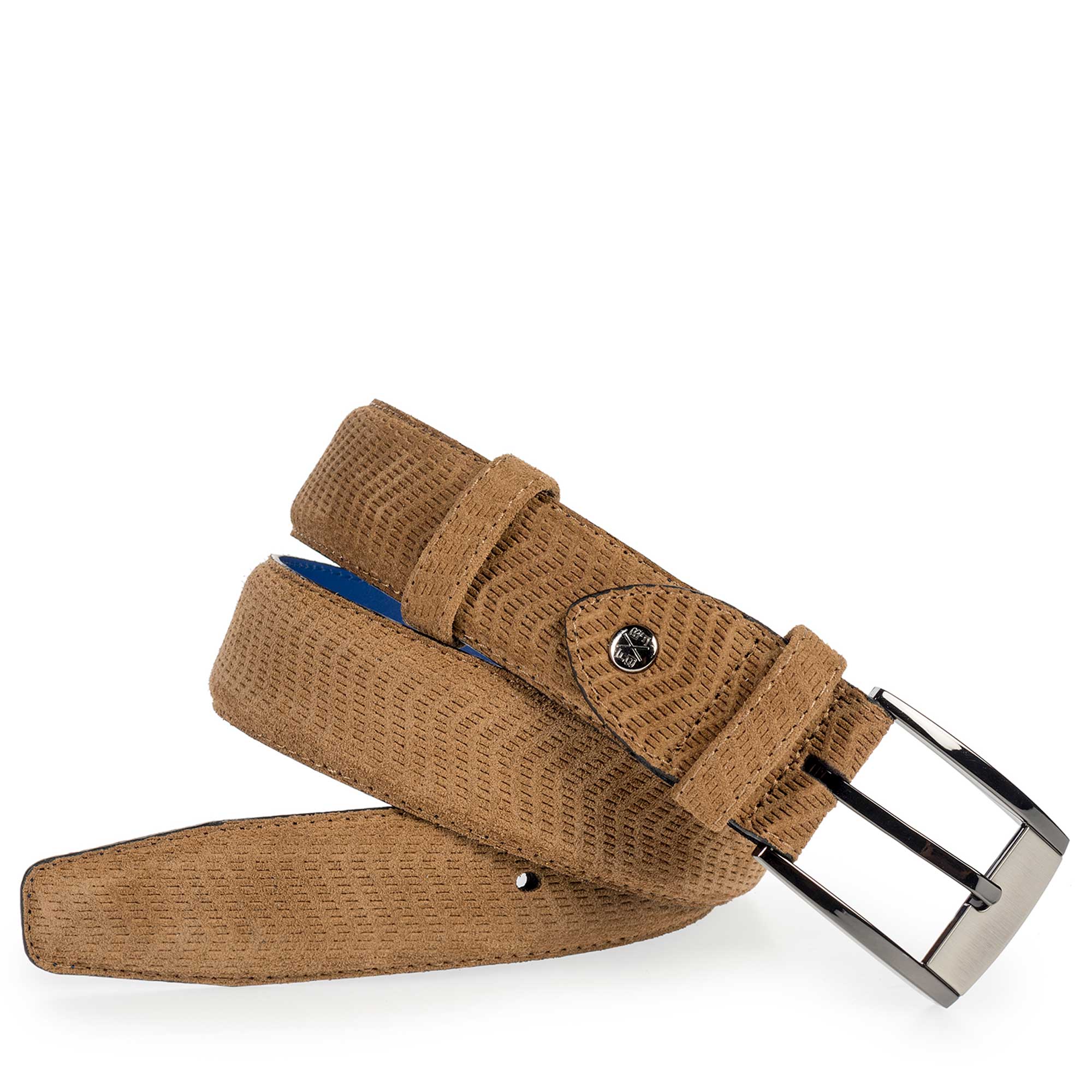 75180/10 - Cognac riem met dessin 75180/10 - Cognac riem met dessin