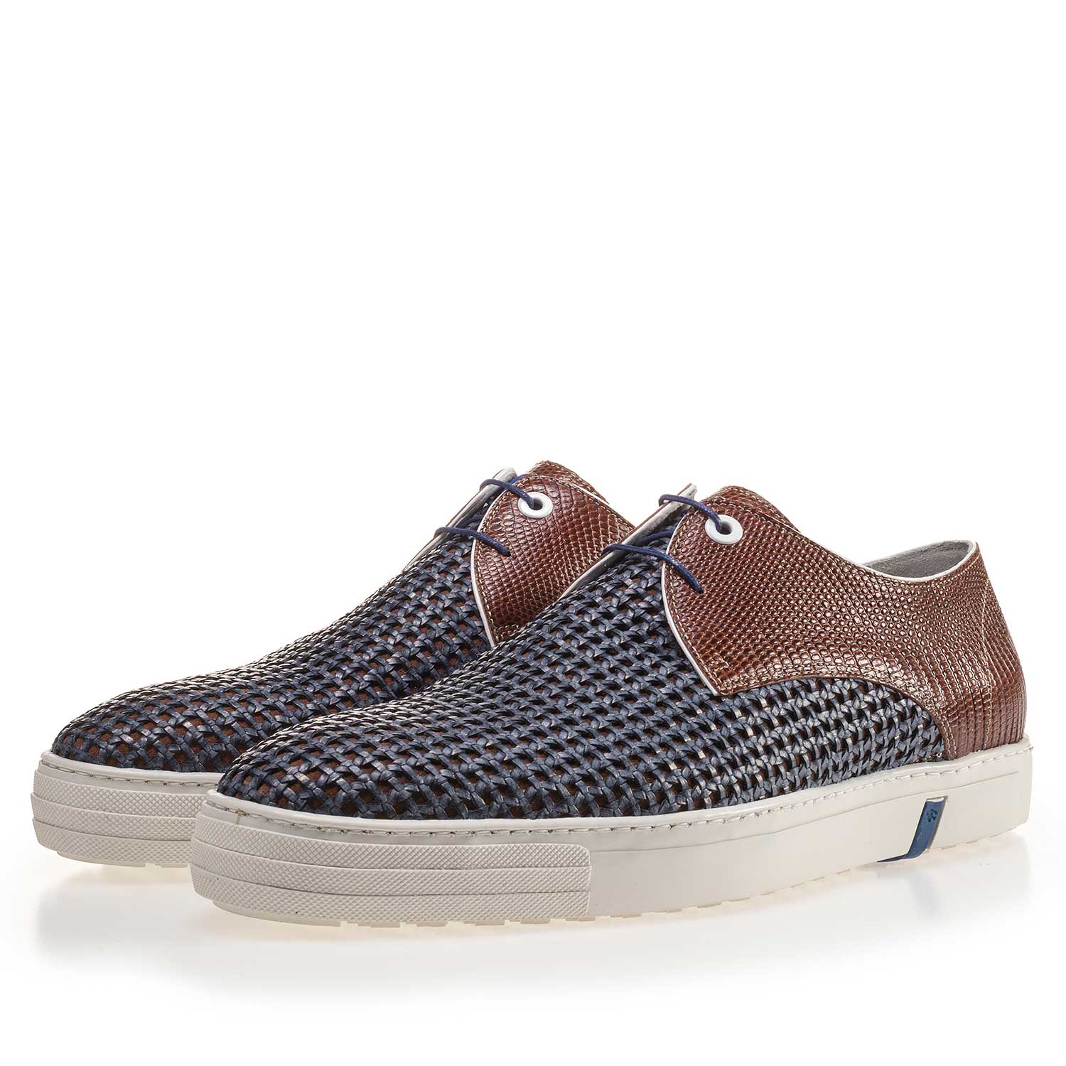 14087/00 - Premium cognac-coloured braided leather sneaker 14087/00 - Premium cognac-coloured braided leather sneaker