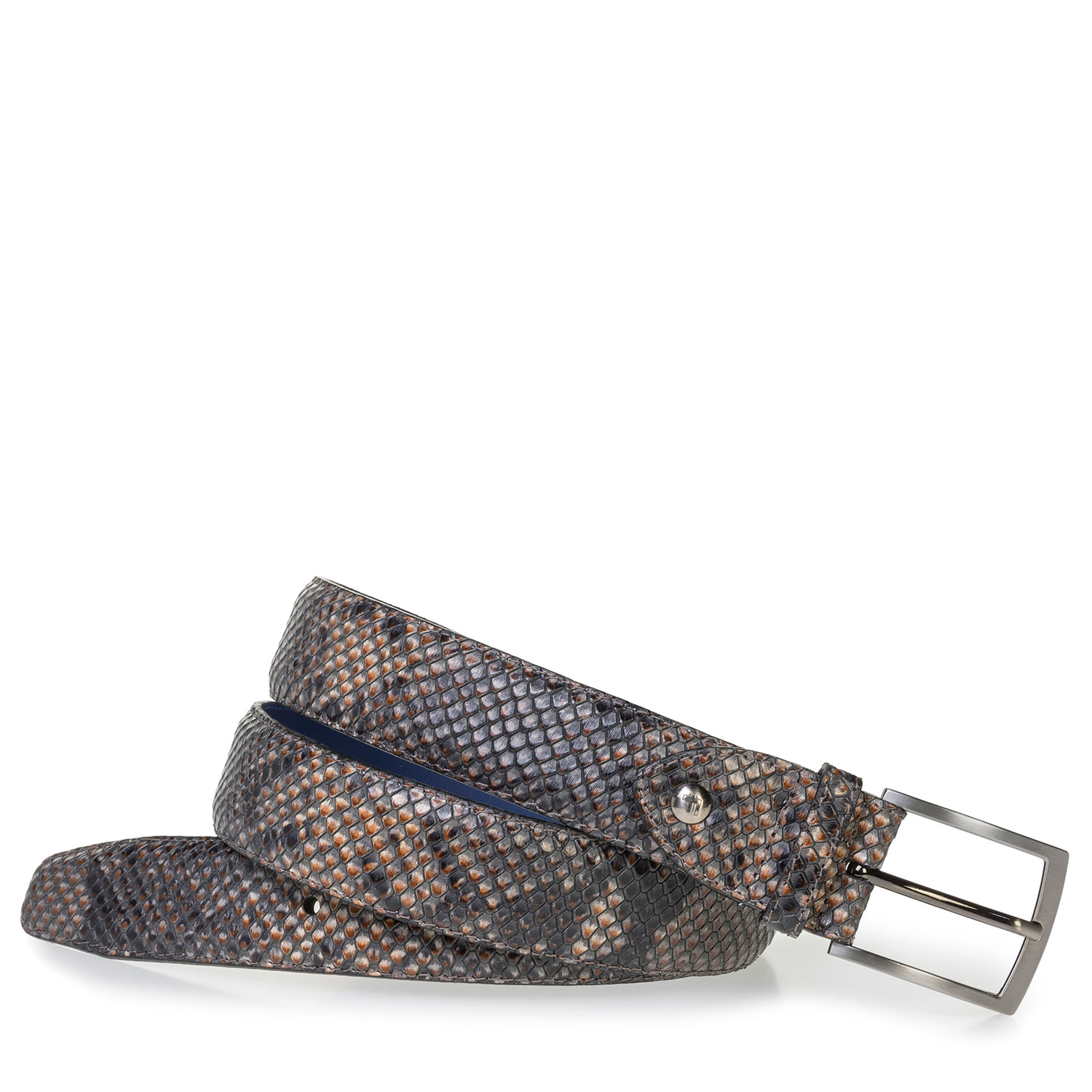 75200/90 - Bruine leren riem met snakeprint 75200/90 - Bruine leren riem met snakeprint
