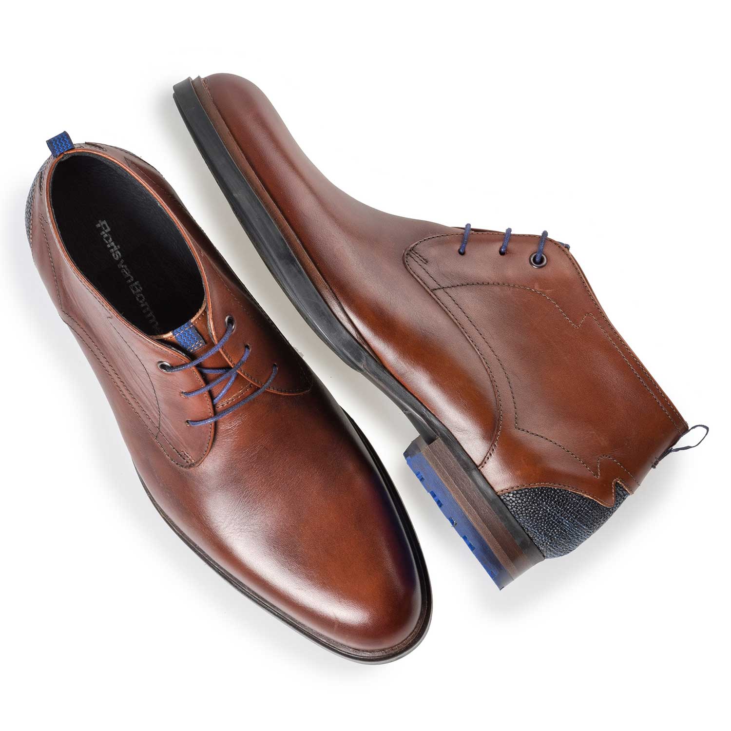 10947/08 - Cognac kalfsleren veterboot 10947/08 - Cognac kalfsleren veterboot