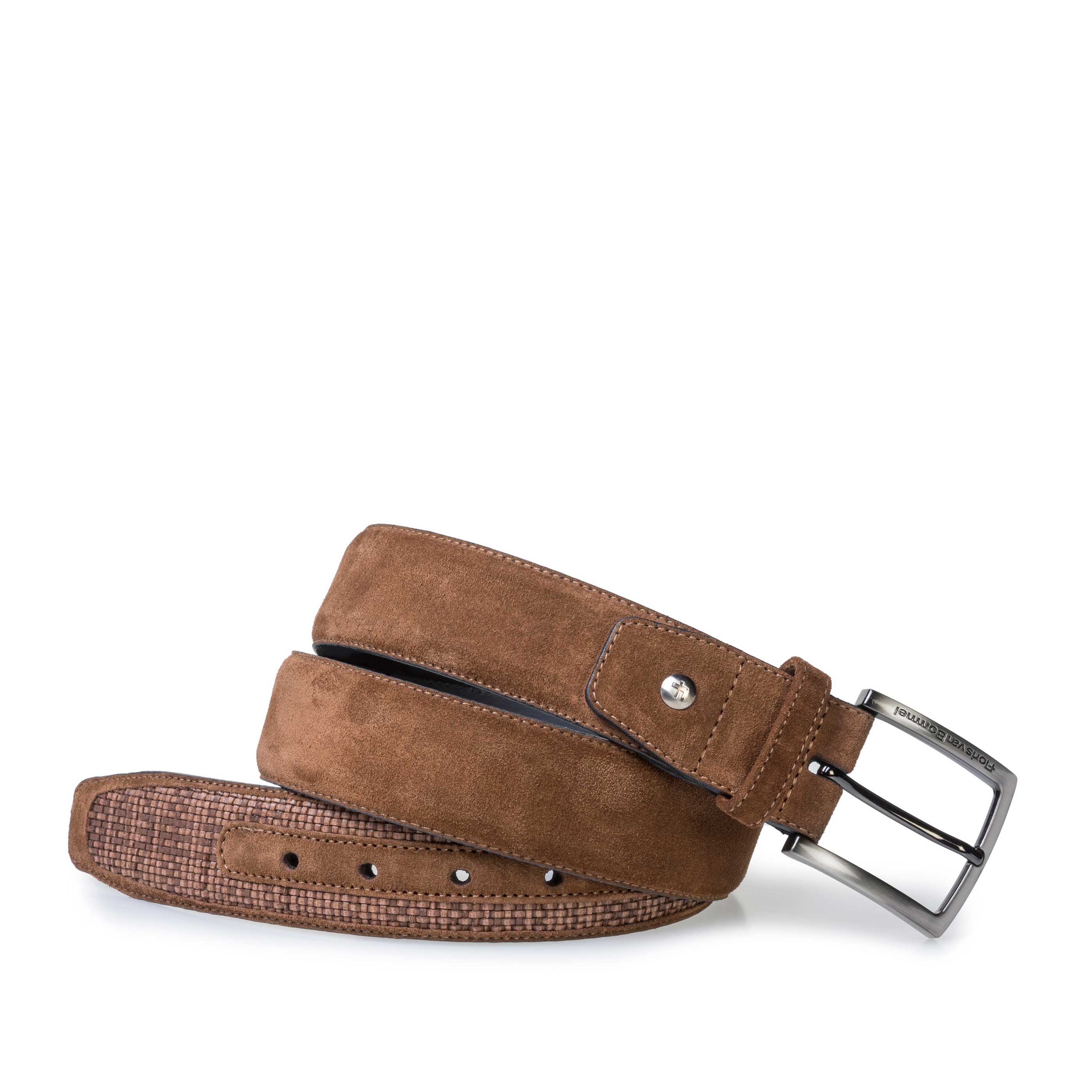 75159/29 - Bruine gevlochten suède riem 75159/29 - Bruine gevlochten suède riem