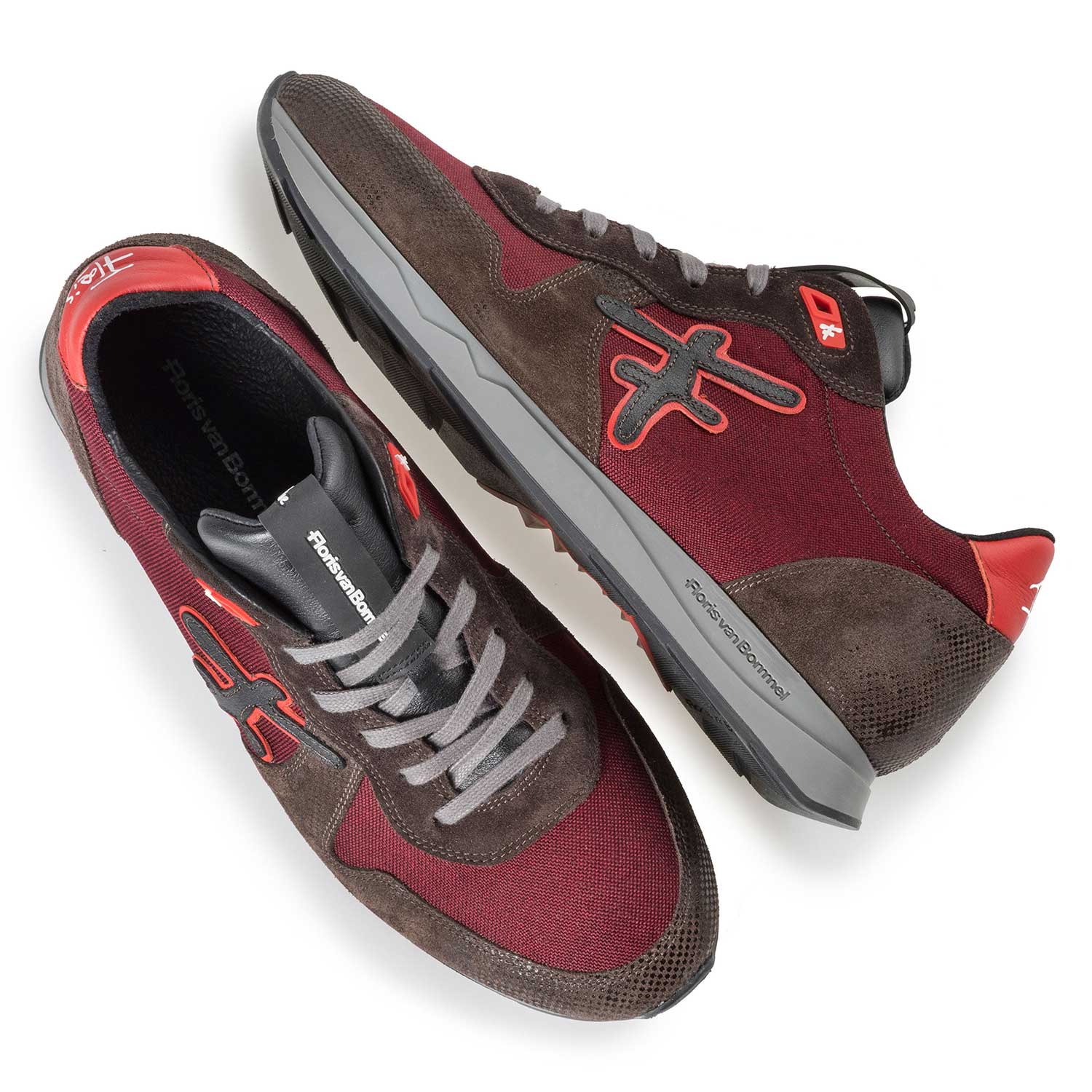 16226/00 - Leather sneaker with dark red canvas 16226/00 - Leather sneaker with dark red canvas