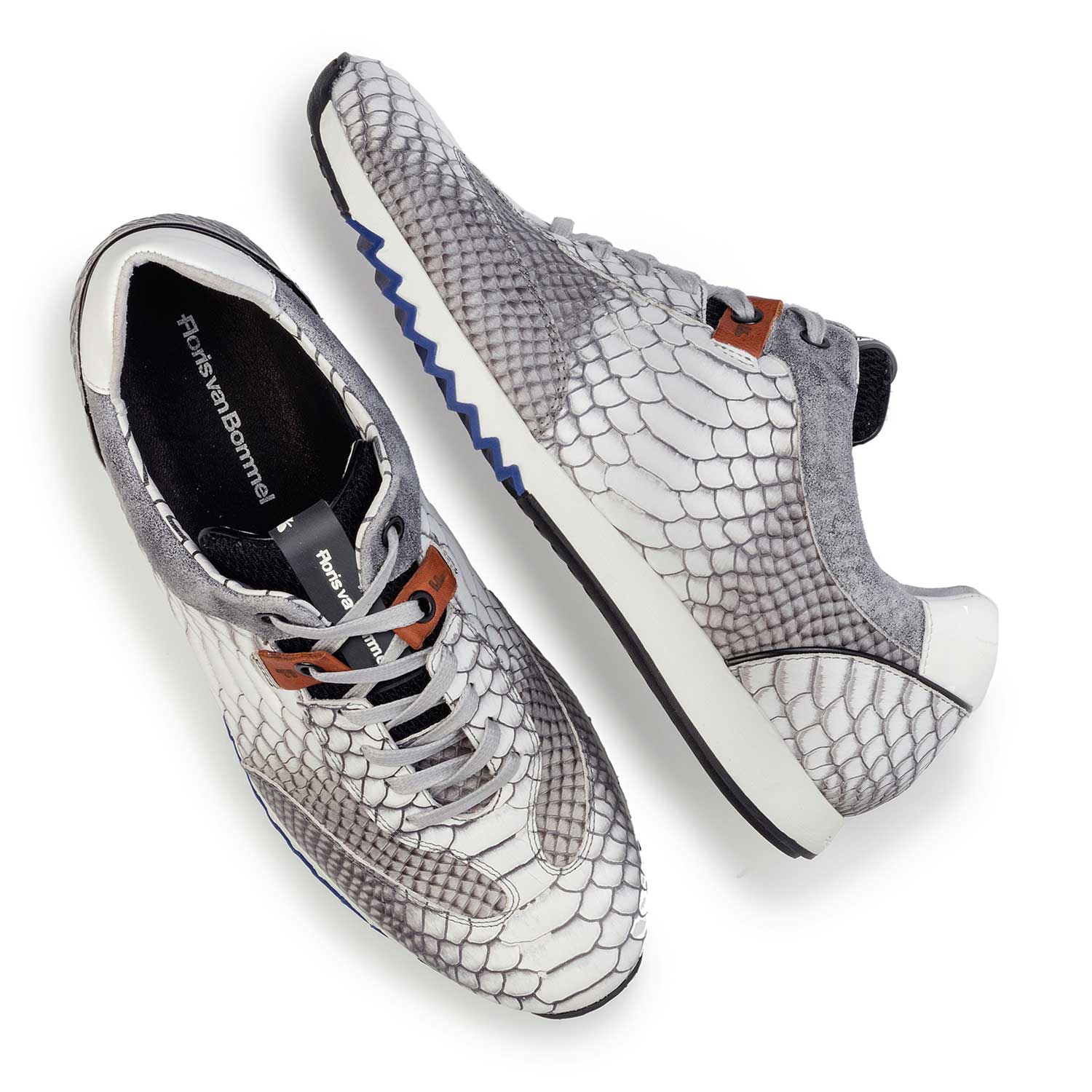 16219/00 - Grey calf's leather sneaker with a snake print 16219/00 - Grey calf's leather sneaker with a snake print