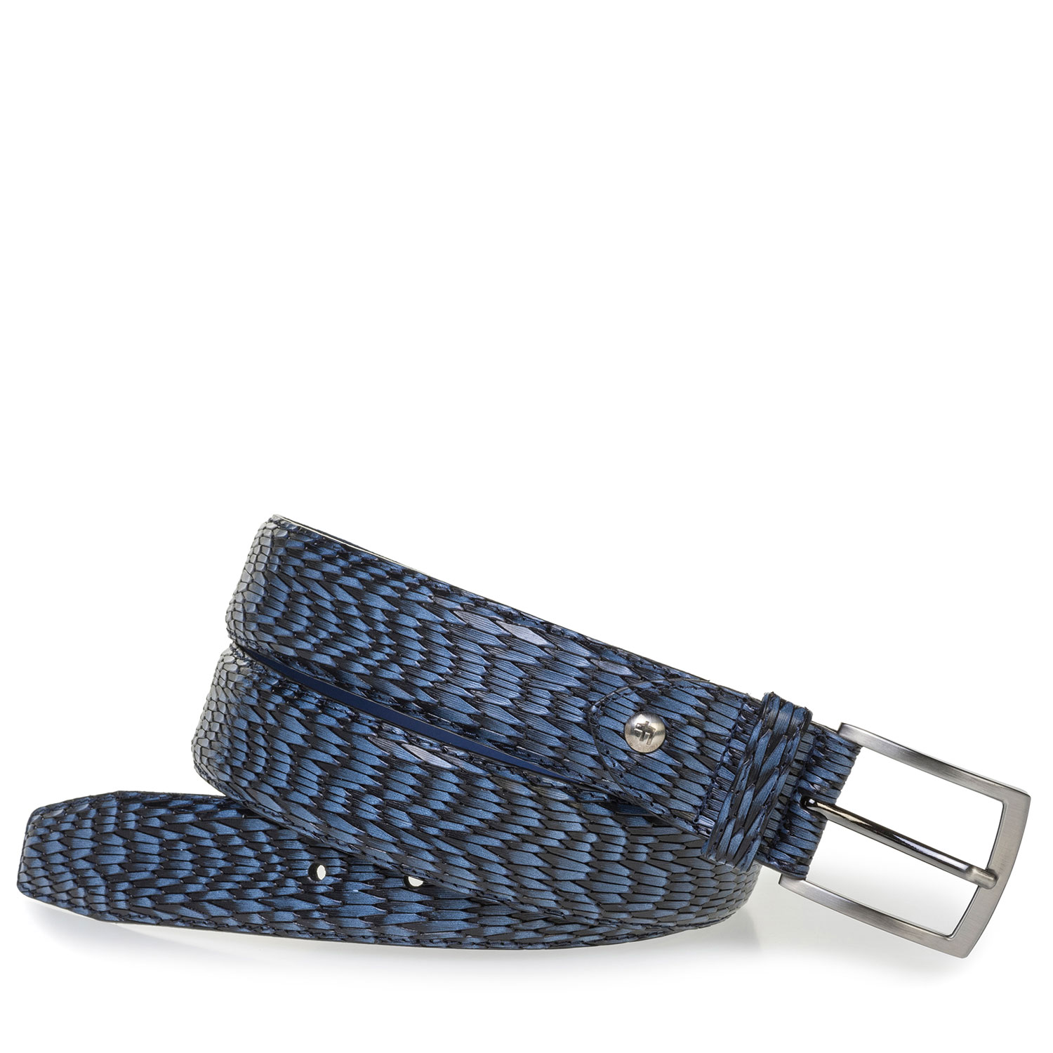 75200/72 - Blue leather belt with print 75200/72 - Blue leather belt with print