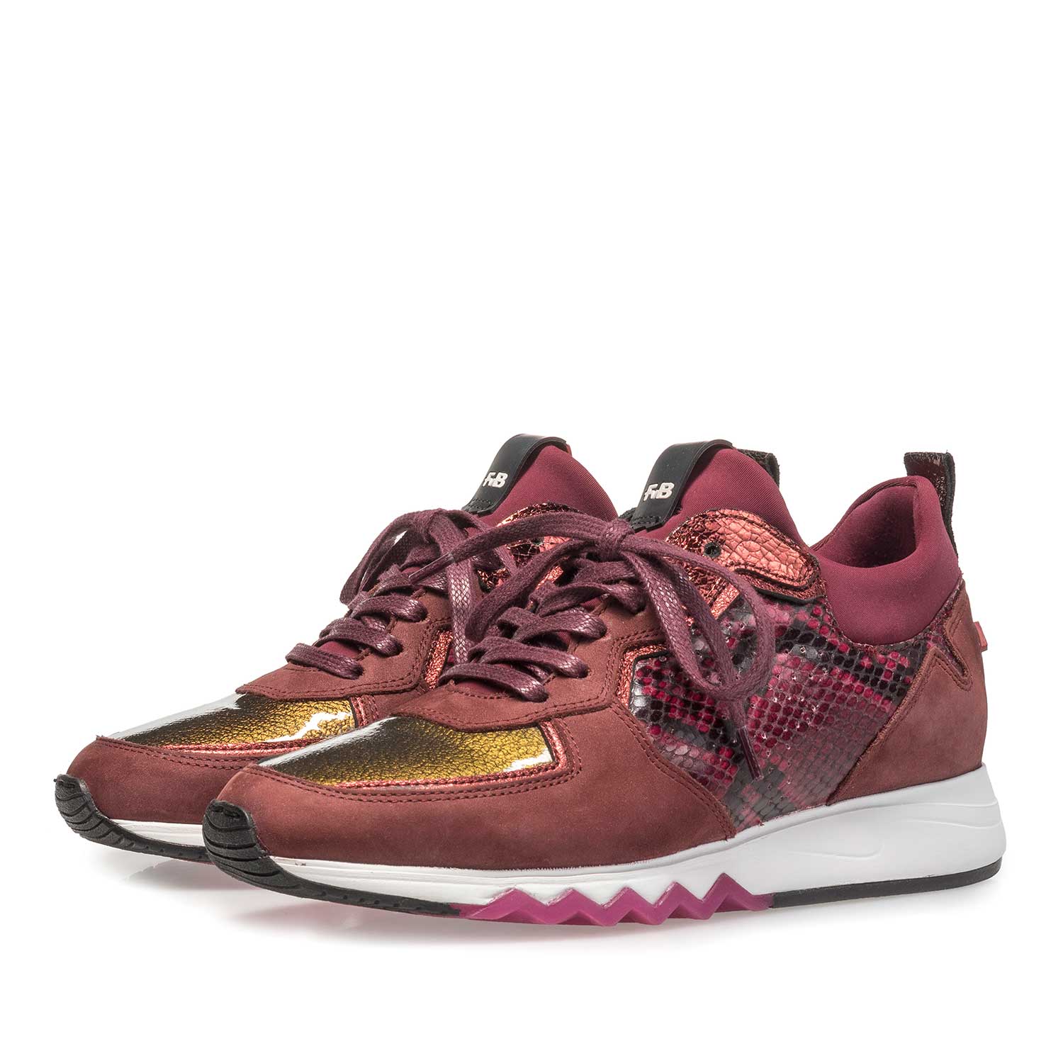 85288/05 - Red suede leather sneaker with snake print 85288/05 - Red suede leather sneaker with snake print