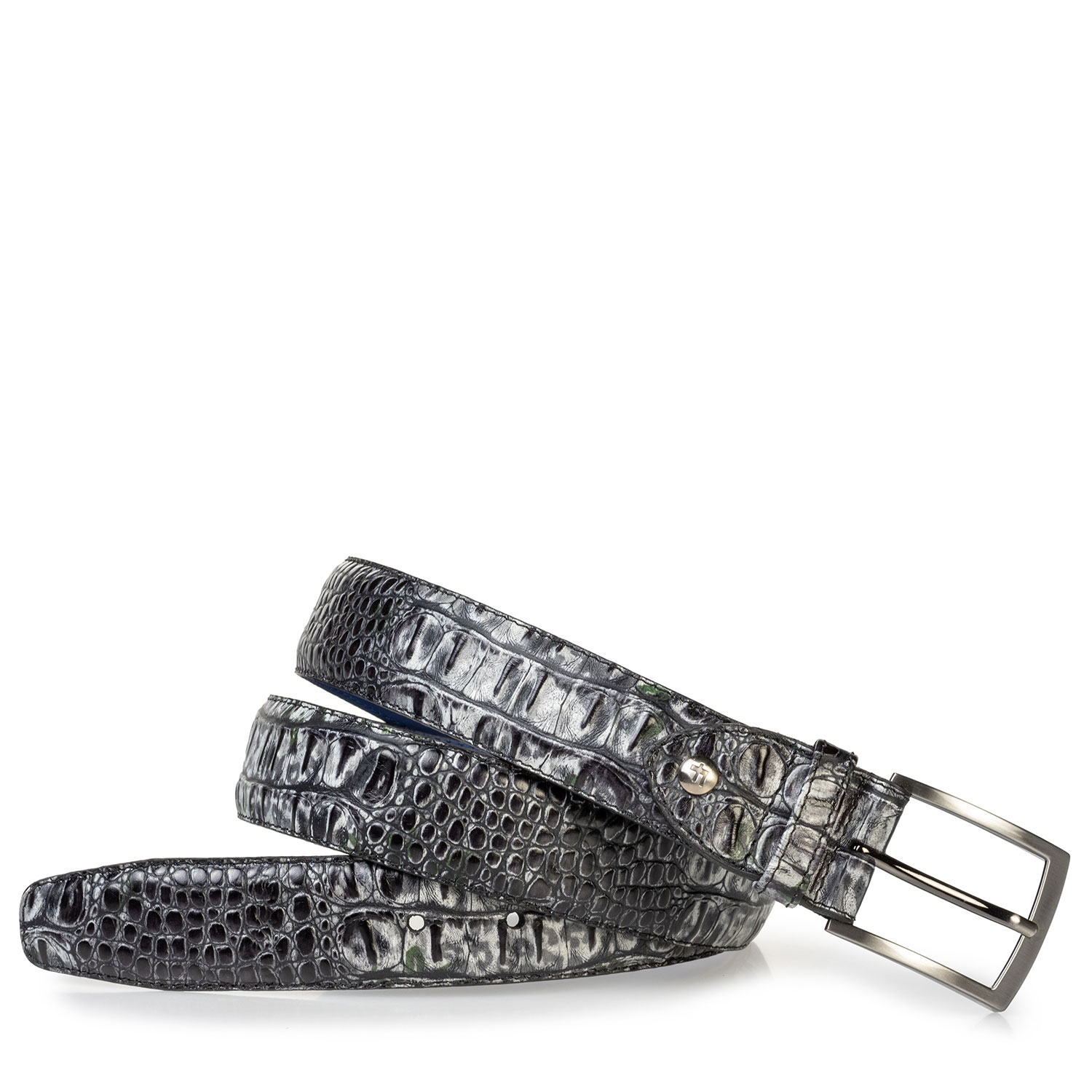 75203/25 - Leather belt croco print grey 75203/25 - Leather belt croco print grey