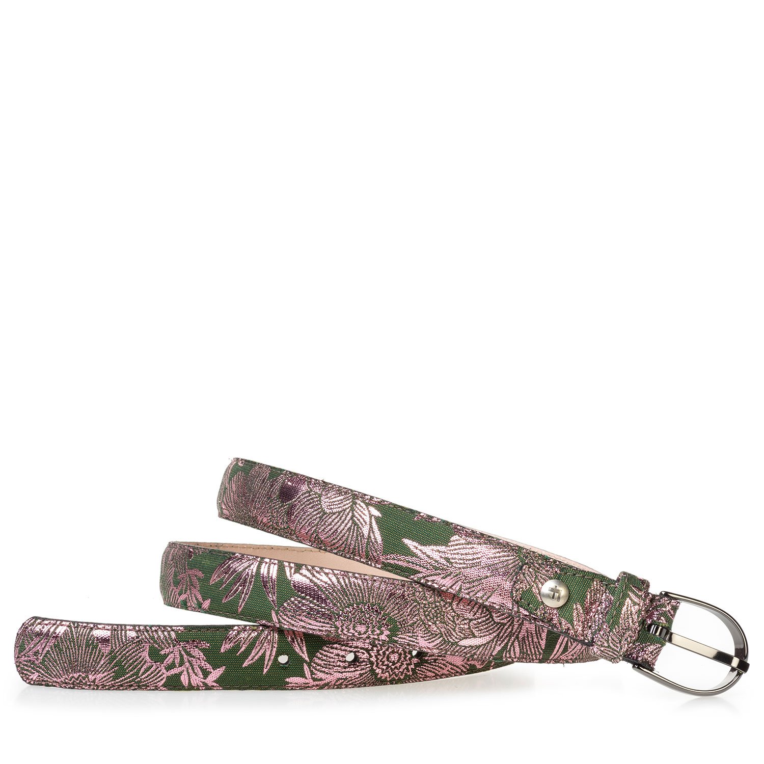 75813/77 - Damesriem groen met roze print 75813/77 - Damesriem groen met roze print