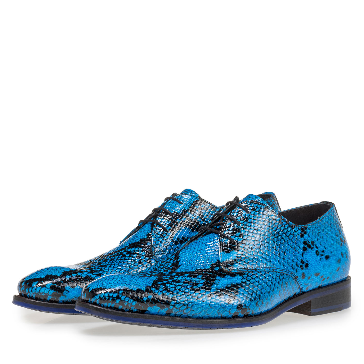 18124/07 - Premium blue lace shoe with snake print 18124/07 - Premium blue lace shoe with snake print