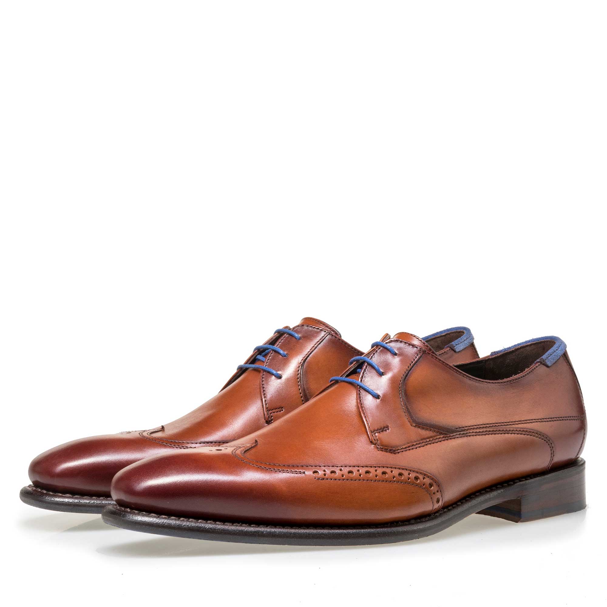 18039/04 - Floris van Bommel cognac leren heren veterschoen 18039/04 - Floris van Bommel cognac leren heren veterschoen