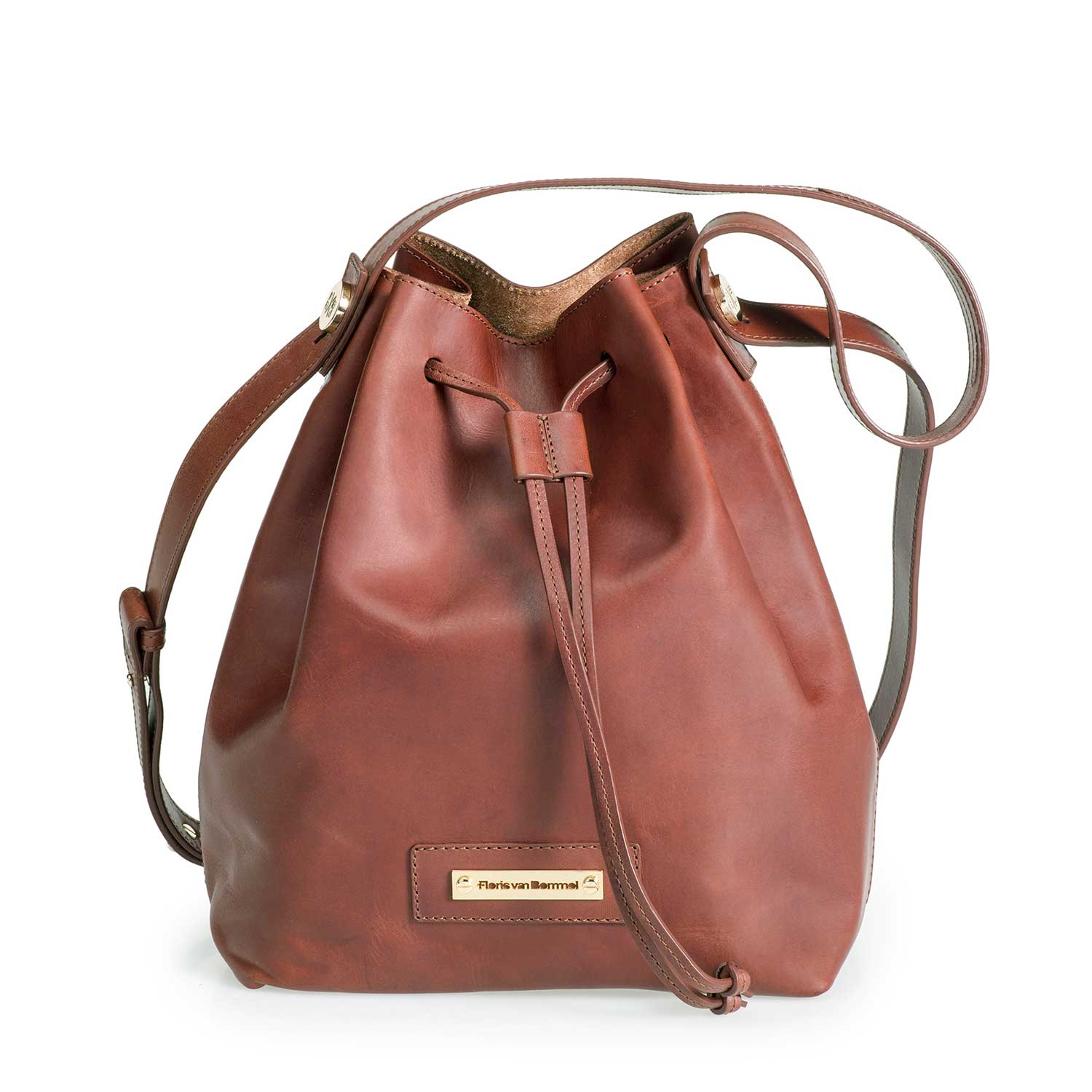 89007/01 - Bruine leren bucket bag 89007/01 - Bruine leren bucket bag