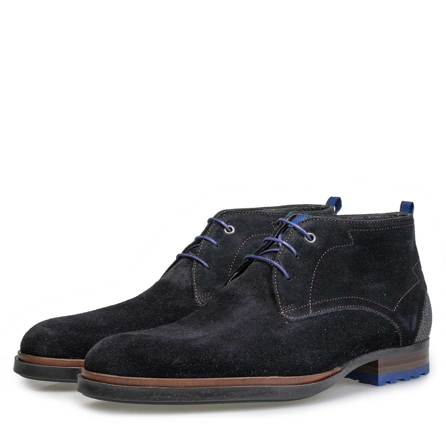 10947/10 - Donkerblauwe suède veterboot 10947/10 - Donkerblauwe suède veterboot